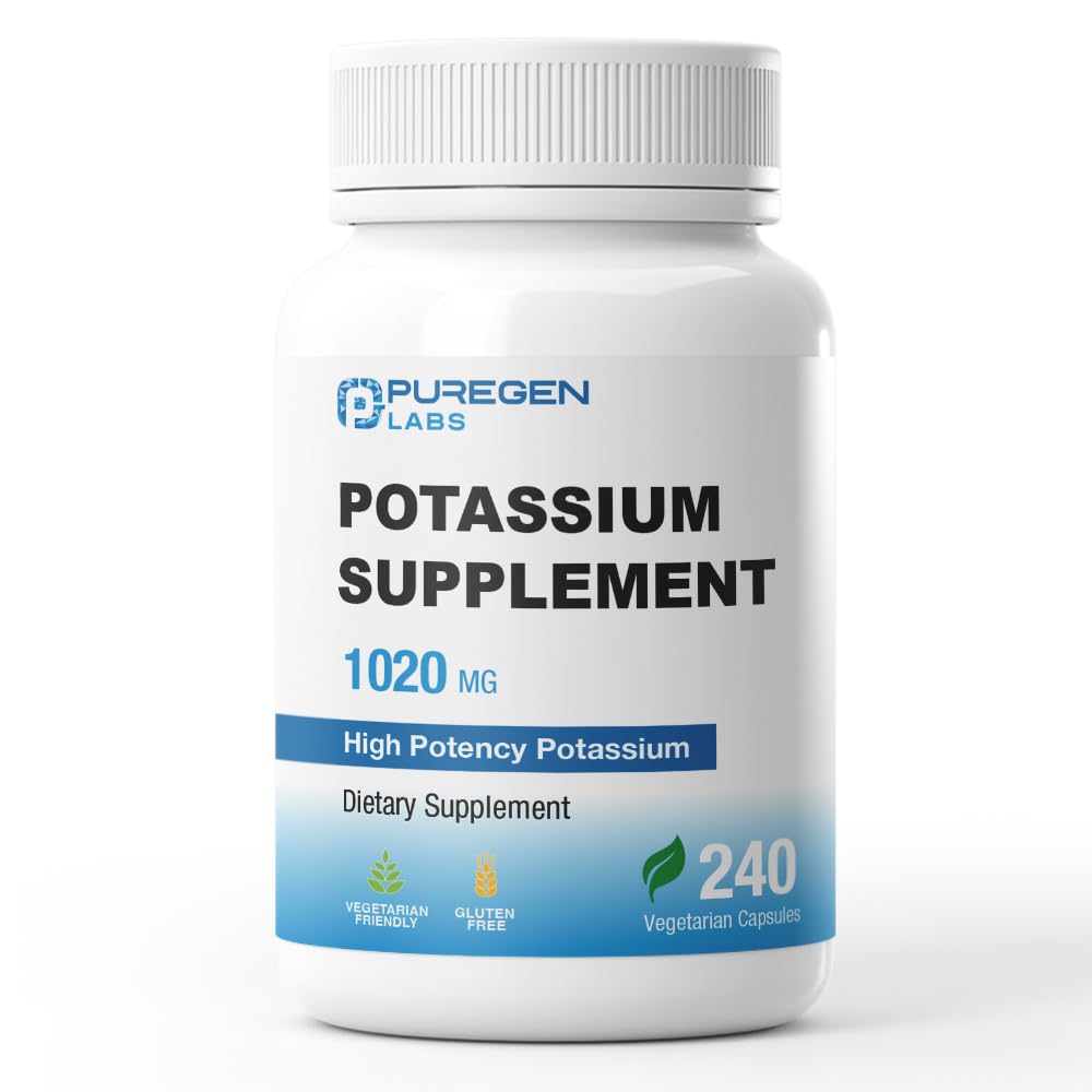 Puregen Labs Potassium Bicarbonate, boîte de 240 capsules végétariennes pratique au quotidien.
