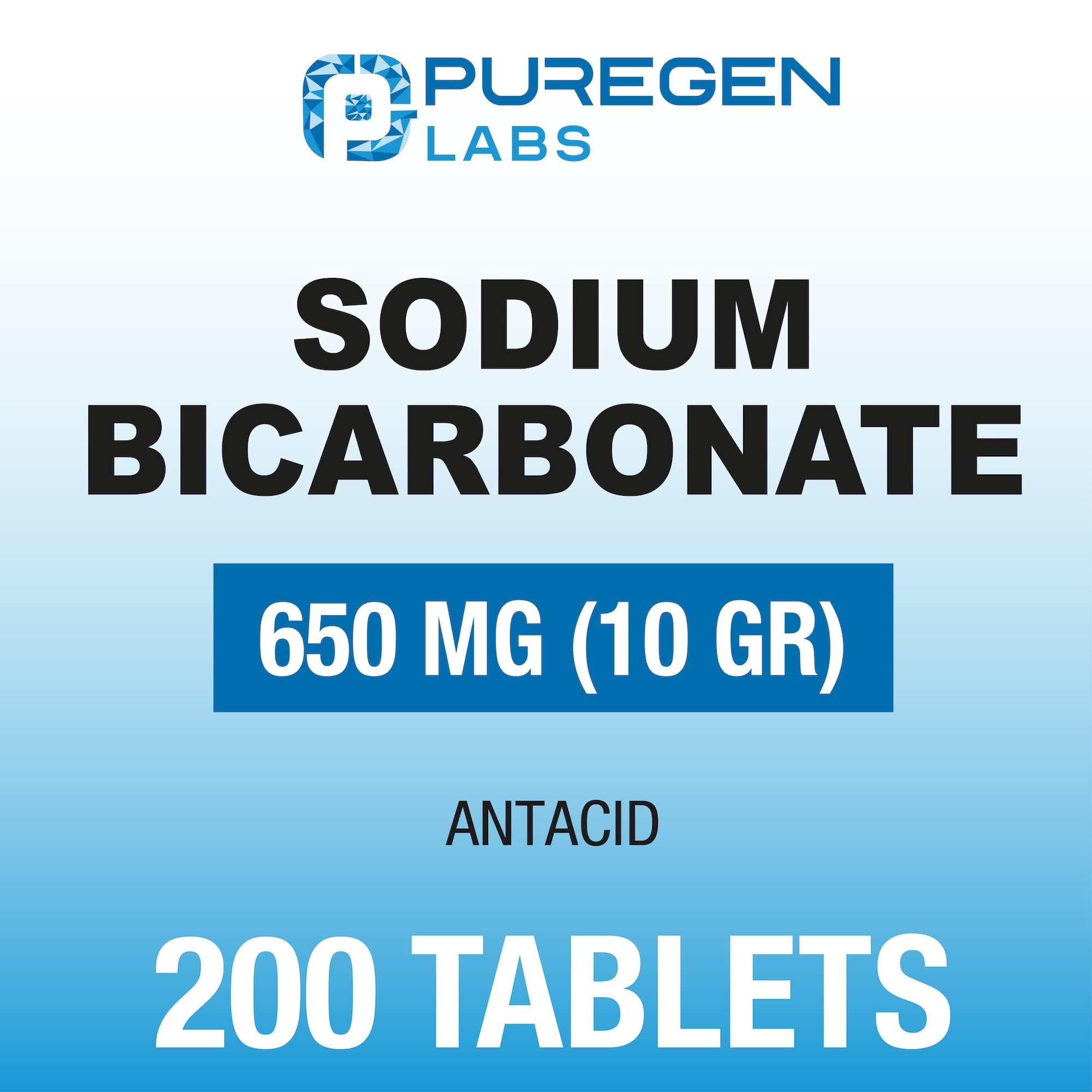 Puregen Labs tablettes bicarbonate dissolues dans l'eau pour administration facile.