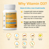 Puregen Labs Vitamine D3 - capsule en gros plan, facilité d'ingestion.