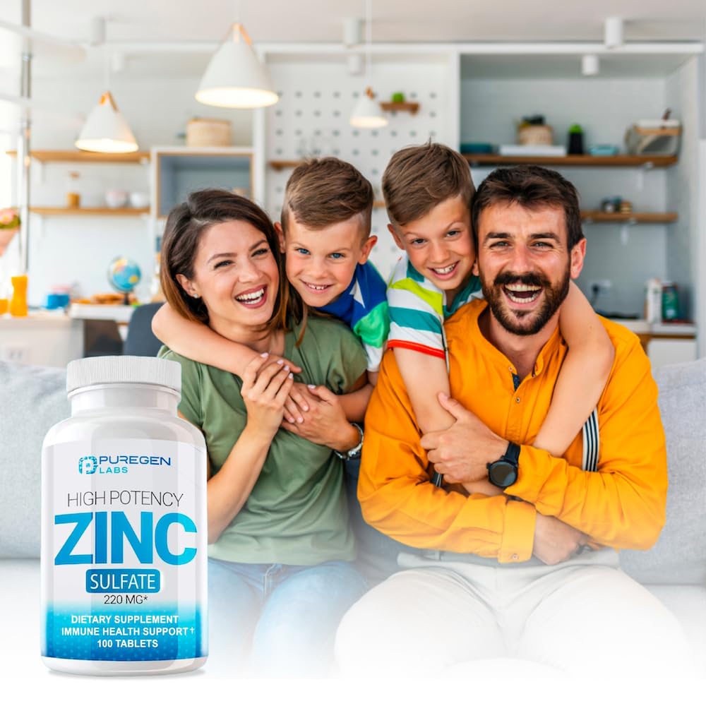 Puregen Labs Zinc 220 mg – usage quotidien: pratique et portable.