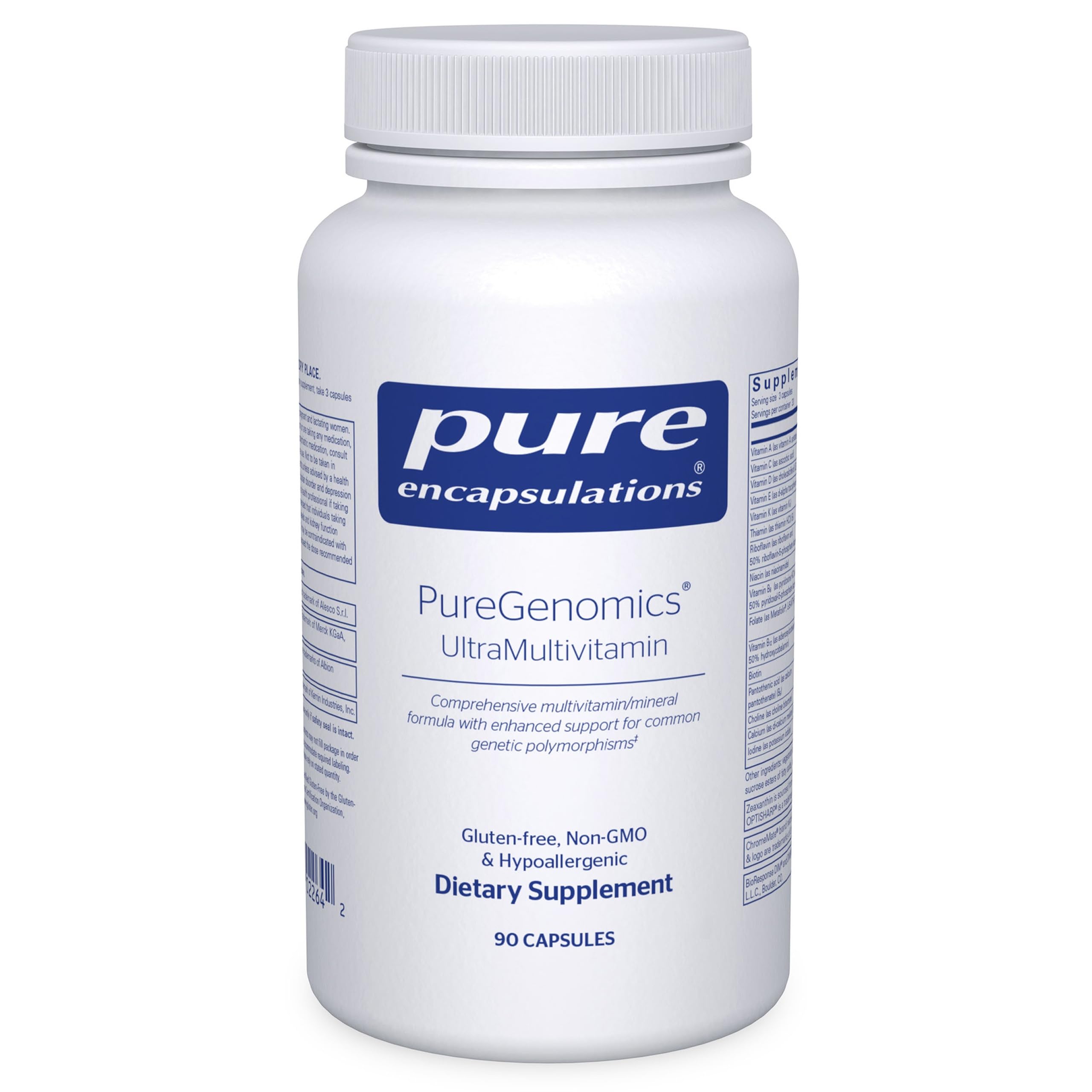PureGenomics UltraMultivitamine – bouteille, soutien quotidien en nutriments essentiels.