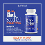 PureGood capsules huile de nigelle 500 mg, favorise peau et cheveux sains