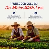 PureGood emballage USA avec traçabilité et QR pour vérifications.