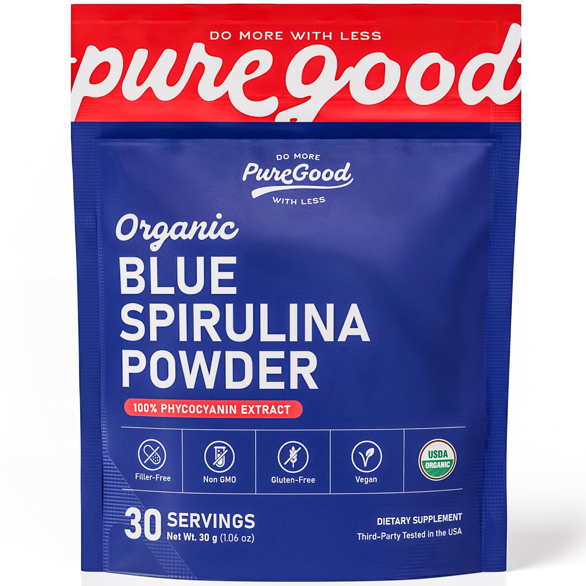 PureGood Poudre Spiruline Bleue: couleur vive pour smoothies et pâtisseries.