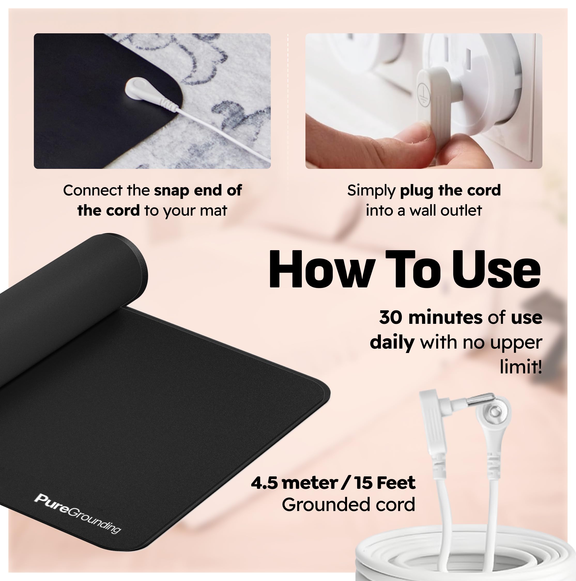 PureGrounding Tapis d’ancrage bureau-travail pour rester ancré pendant les heures.