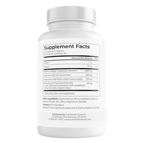 PureHealth Research Marine Collagen — acide hyaluronique, favorisant l'hydratation cutanée