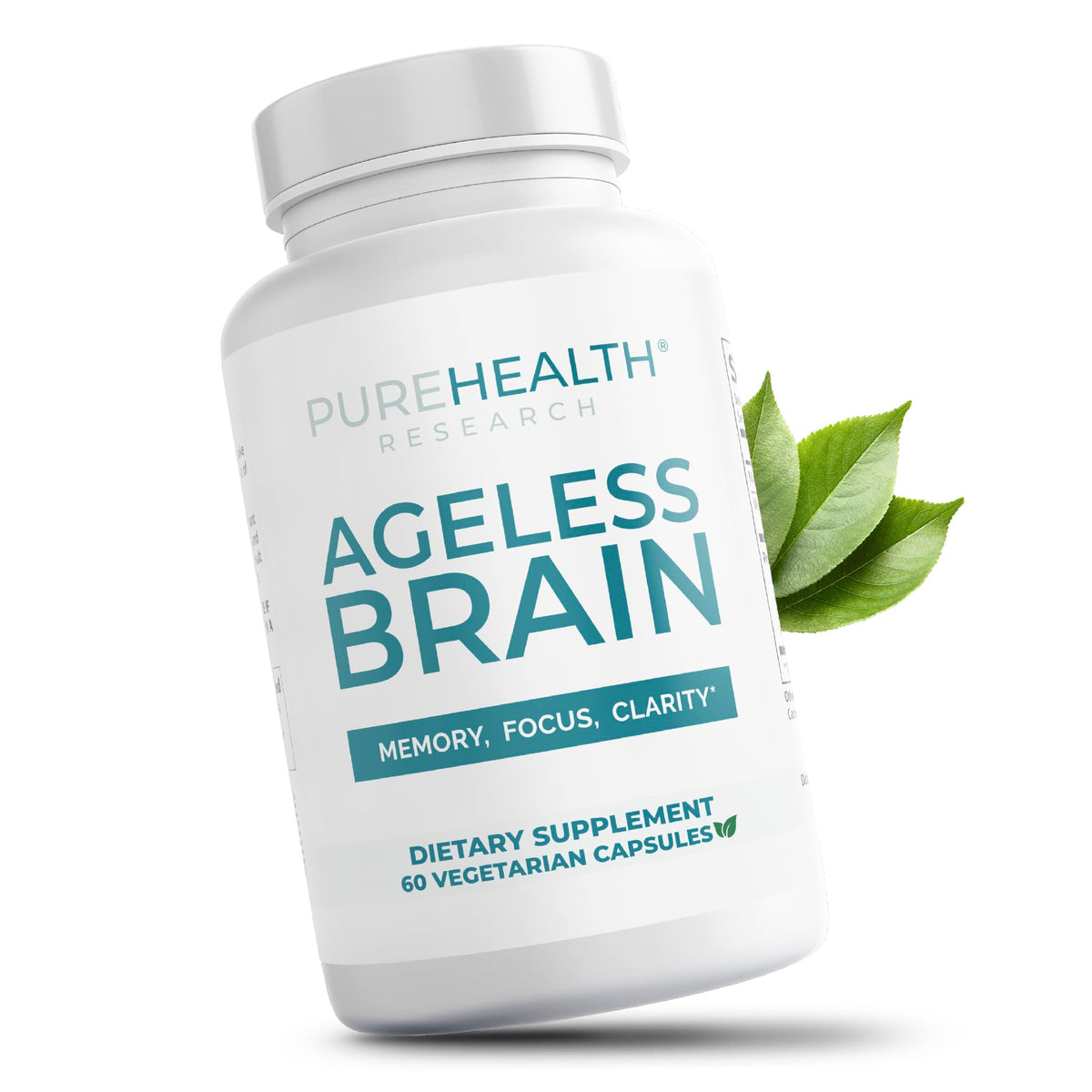 PureHealth Research Ageless Brain — bouteille avec gélules et promesse de mémoire.