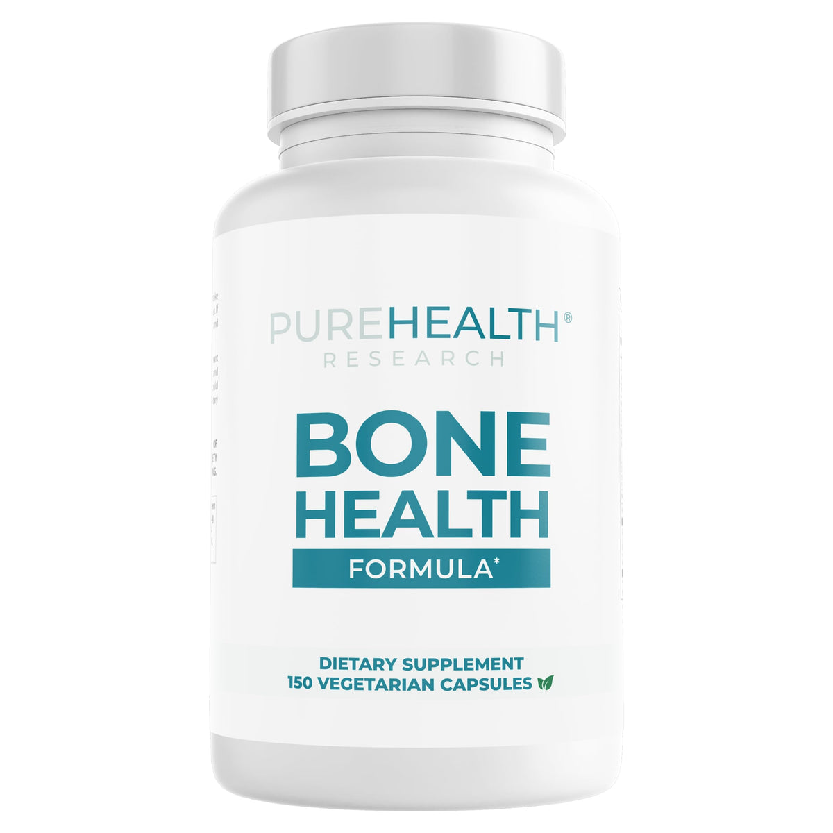 PureHealth Research Bone Health Formula — bouteille avec étiquette, potentiel soutien des os.