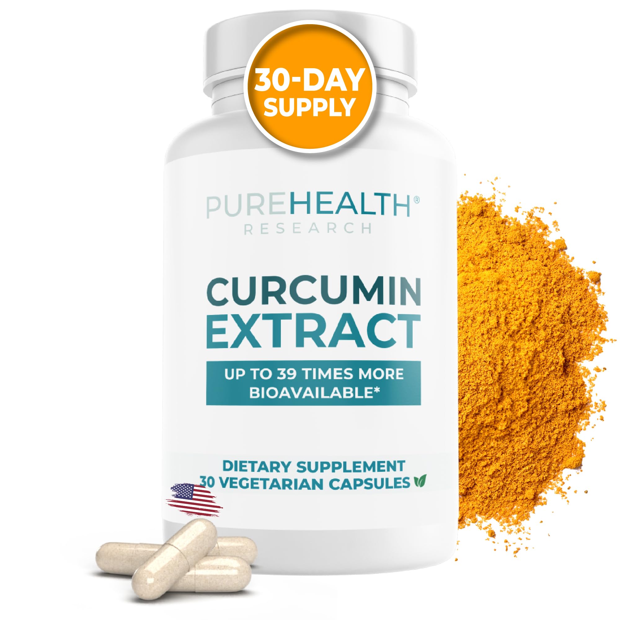 PureHealth Research Extrait Curcumine – flacon et capsules, soutien articulaire quotidien possible.