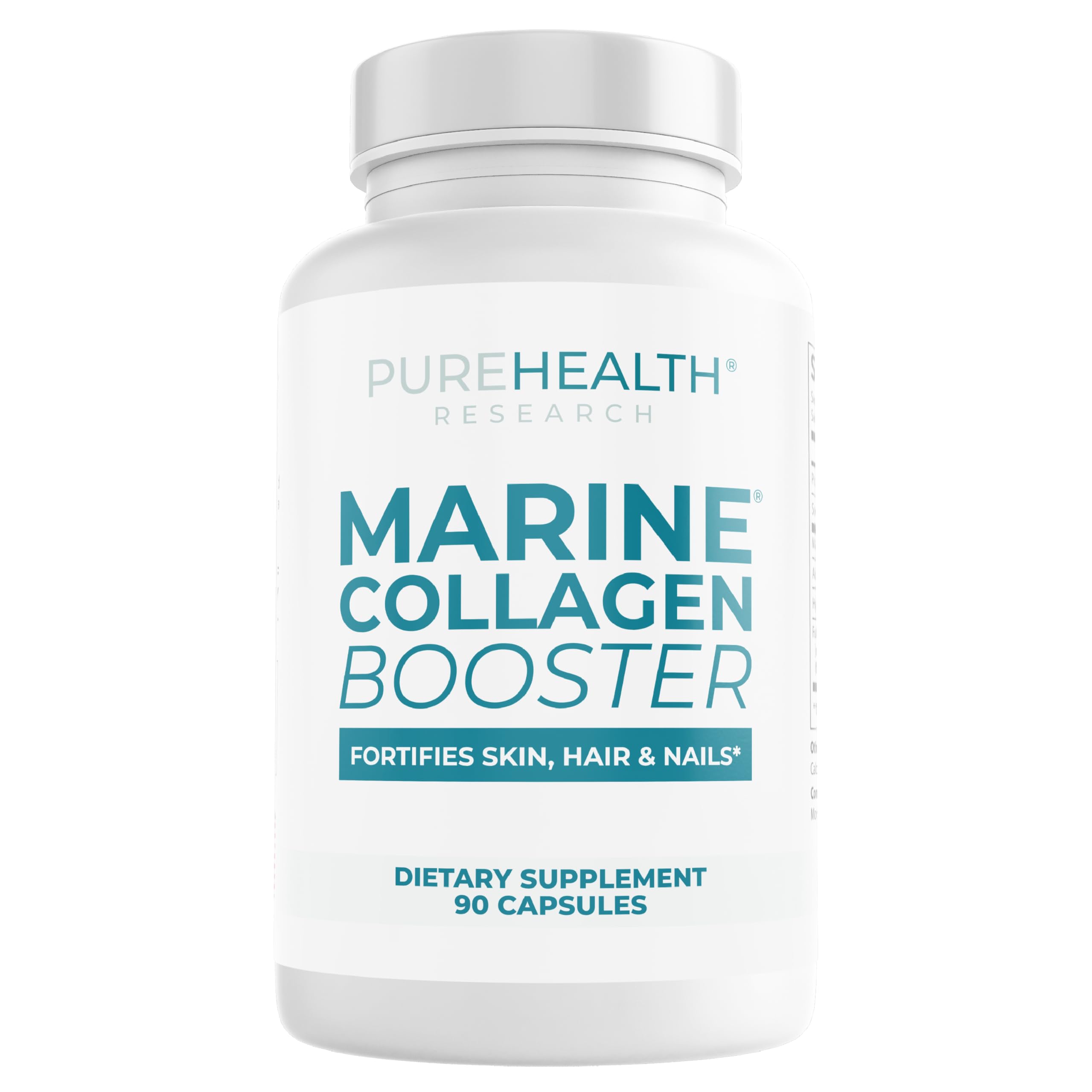 PureHealth Research Marine Collagen, flacon de capsules, soutien potentiel à l'élasticité et l'éclat de la peau