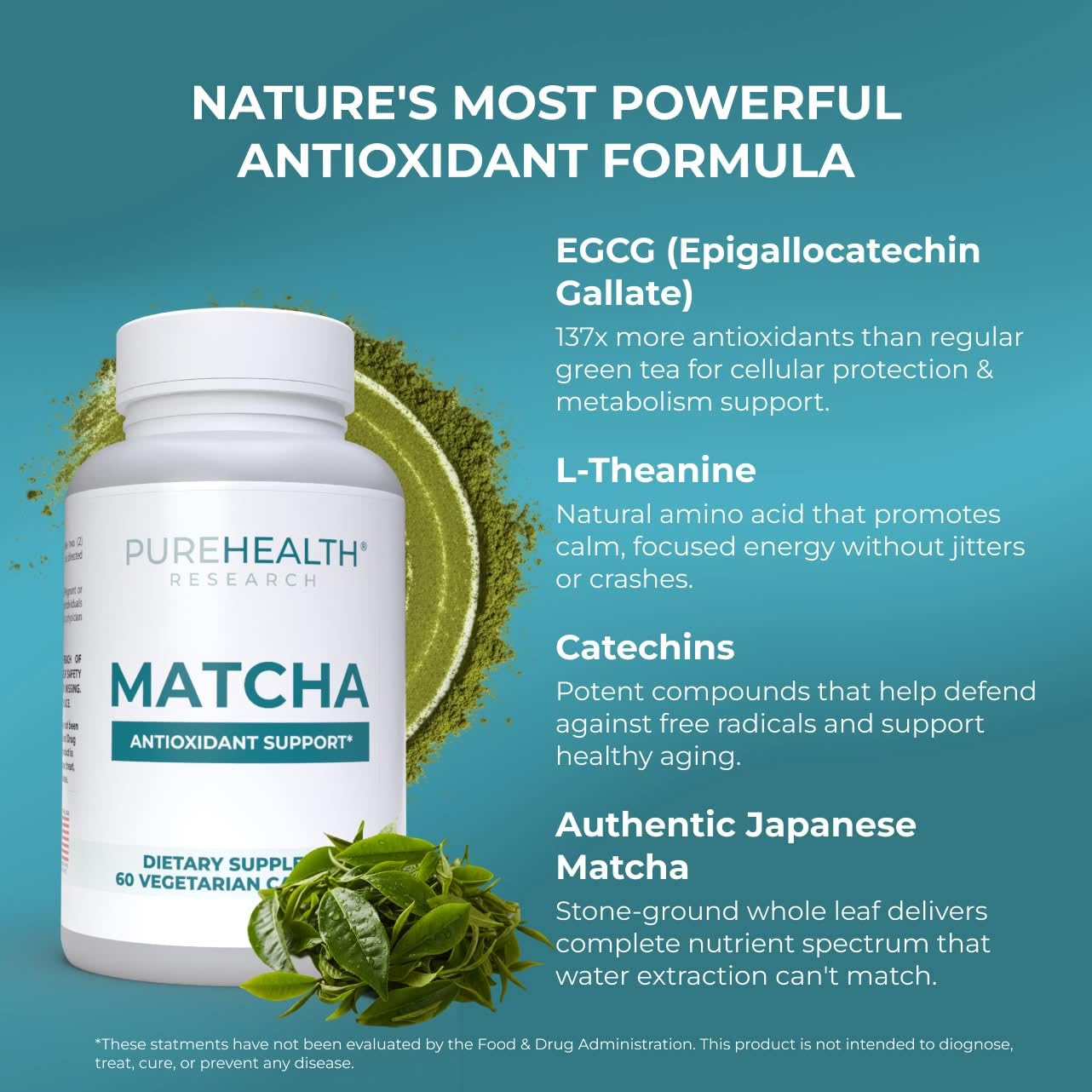 Tasse chaude PUREHEALTH RESEARCH Matcha, énergie douce et agréable.