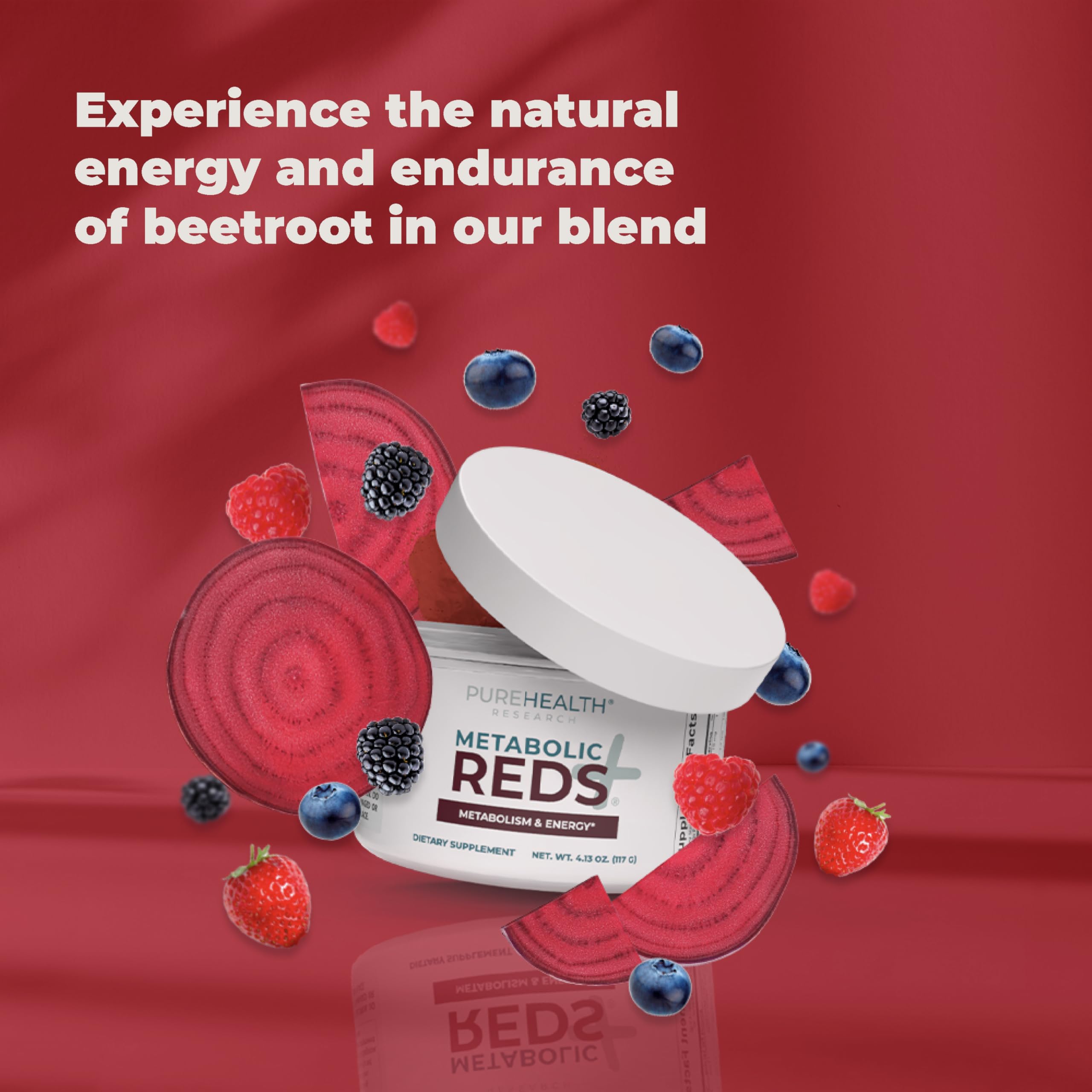 PureHealth Research Poudre Reds – enzymes digestives associées, aide digestive potentielle.