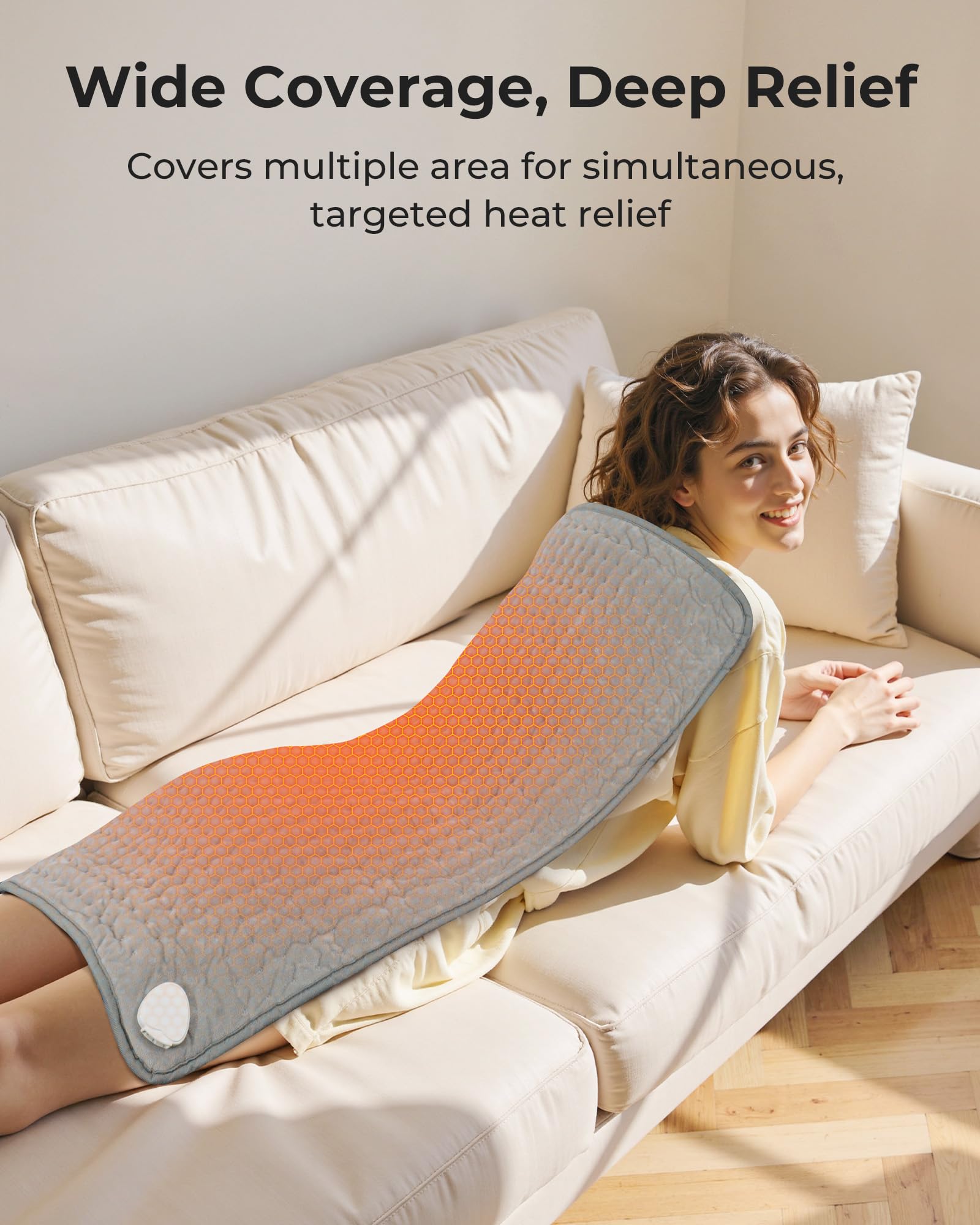 Purella panneau de commande avec 6 niveaux et minuteries pour personnaliser la chaleur.