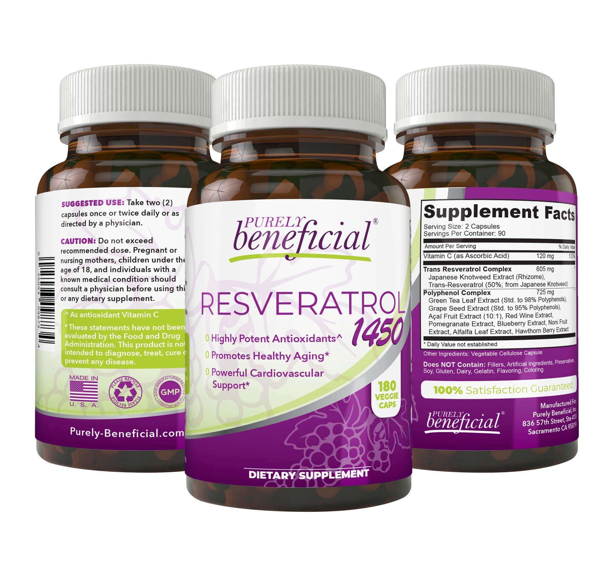 PURELY beneficial RESVERATROL1450 dans une bouteille, soutien potentiel au vieillissement