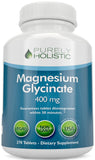 Purely Holistic Magnésium Glycinate 400 mg, bouteille de tablettes – soutien potentiel au sommeil