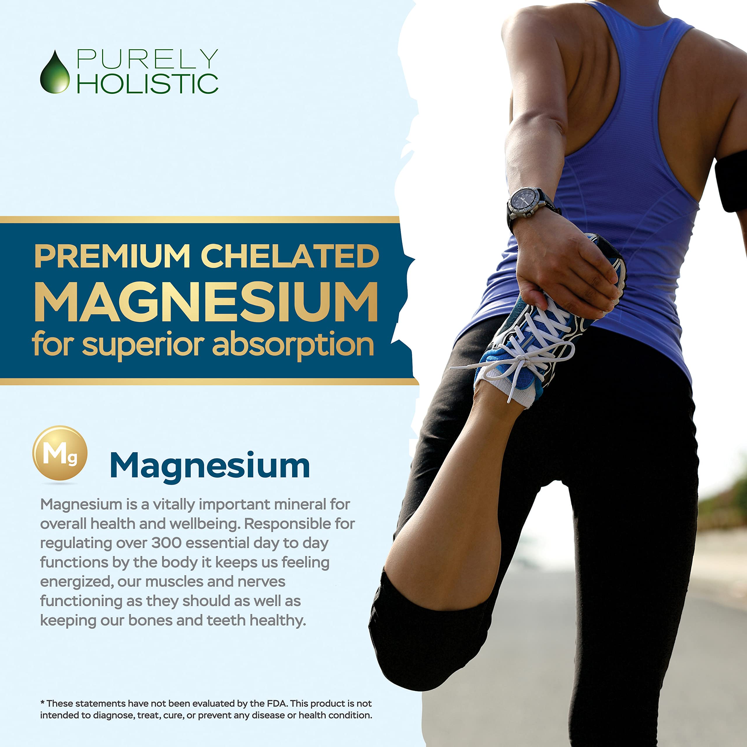 Purely Holistic Magnésium Glycinate 400 mg, fabrication USA – qualité vérifiée