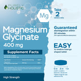 Purely Holistic Magnésium Glycinate 400 mg, tablettes vegan – sans lactose