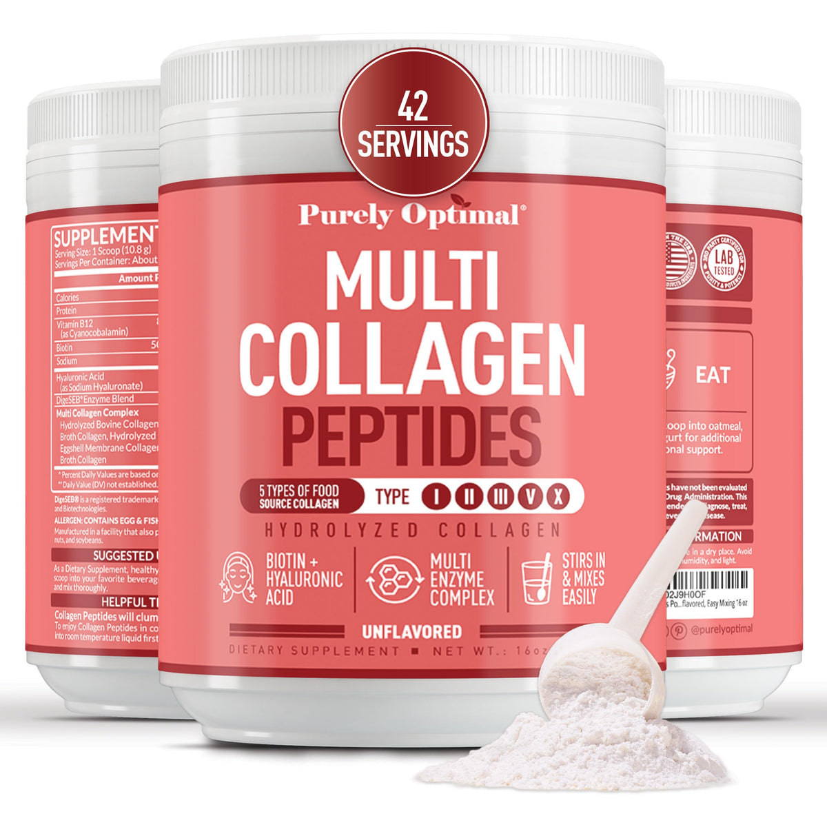 Purely Optimal Collagen Poudre dans la bouteille, texture fine et sans goût