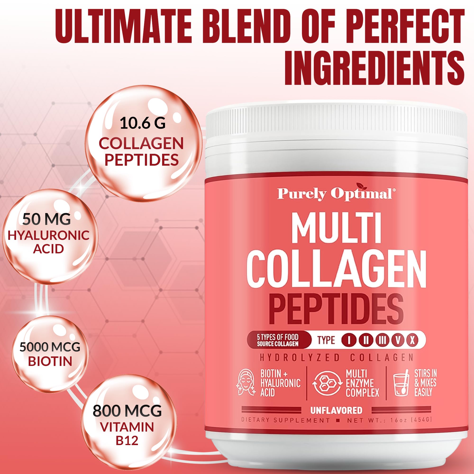 Smoothie coloré avec Purely Optimal Collagen Poudre non aromatisée