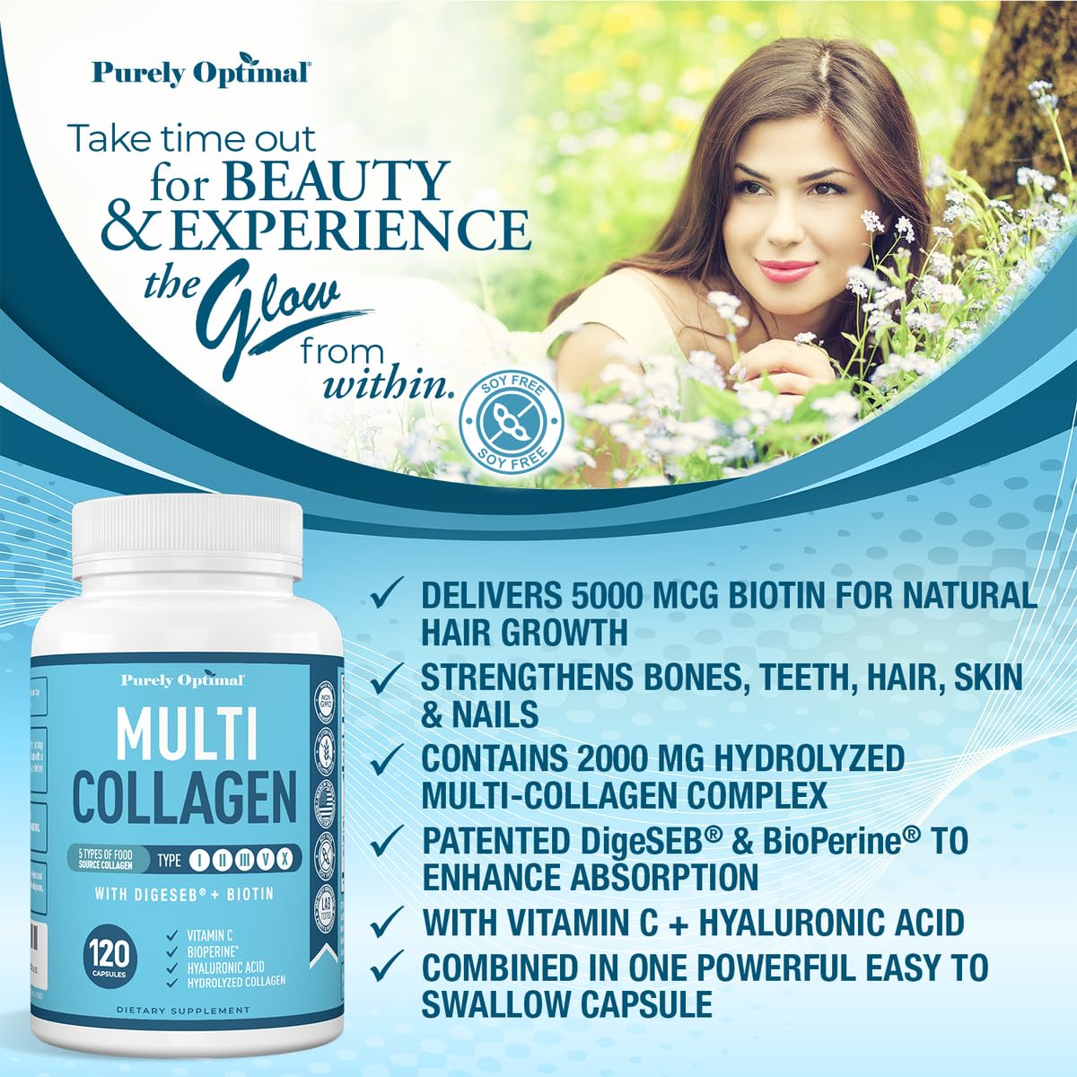 Purely Optimal Collagène Multi - Emballage: qualité certifiée et sans gluten.