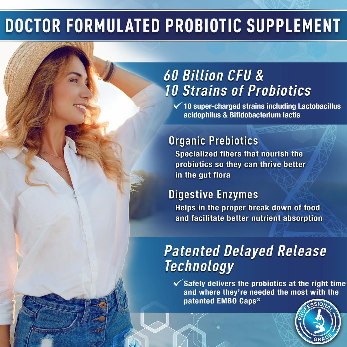 Équilibre microbiome femmes Purely Optimal, bouteille, soutien confort digestif féminin