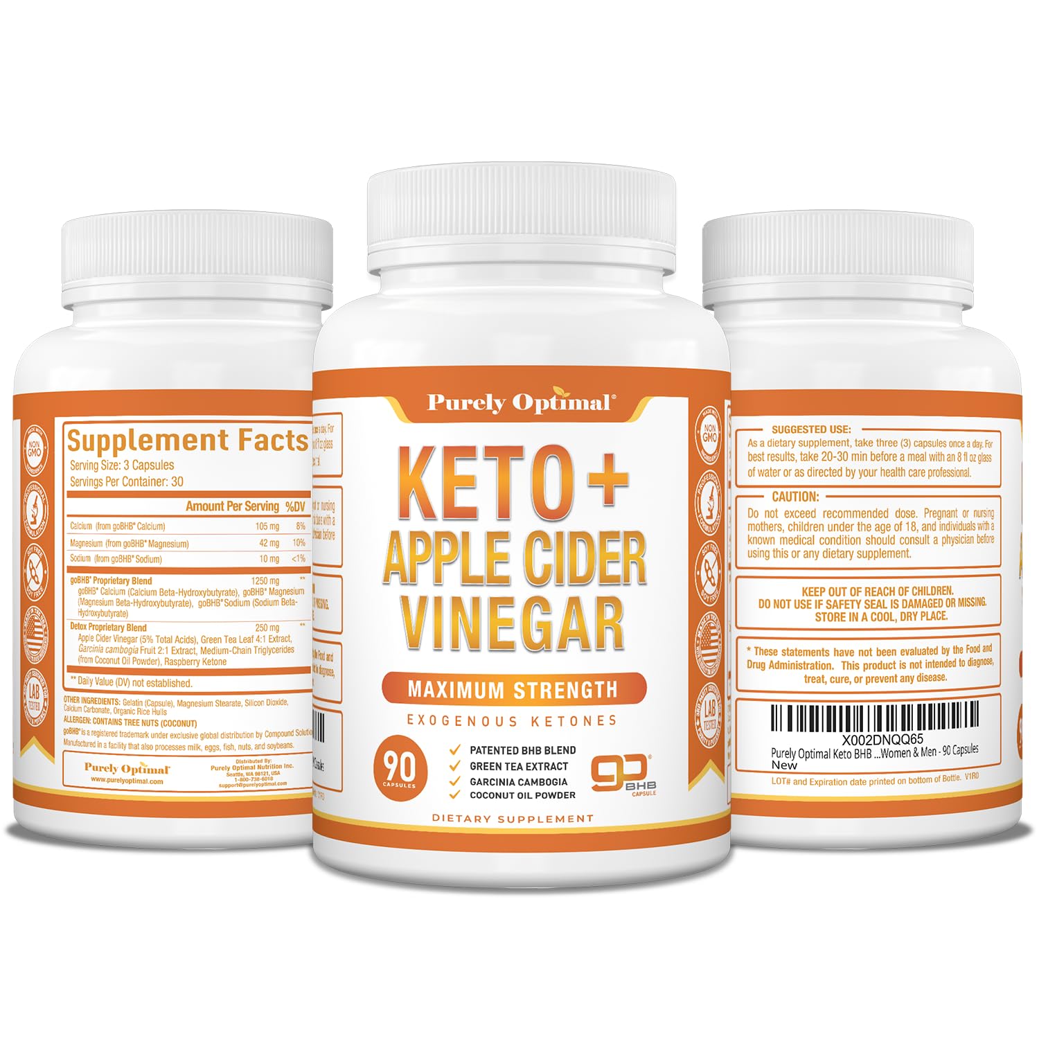 Purely Optimal Keto BHB-ACV, packaging élégant souligne une approche naturelle du bien-être.