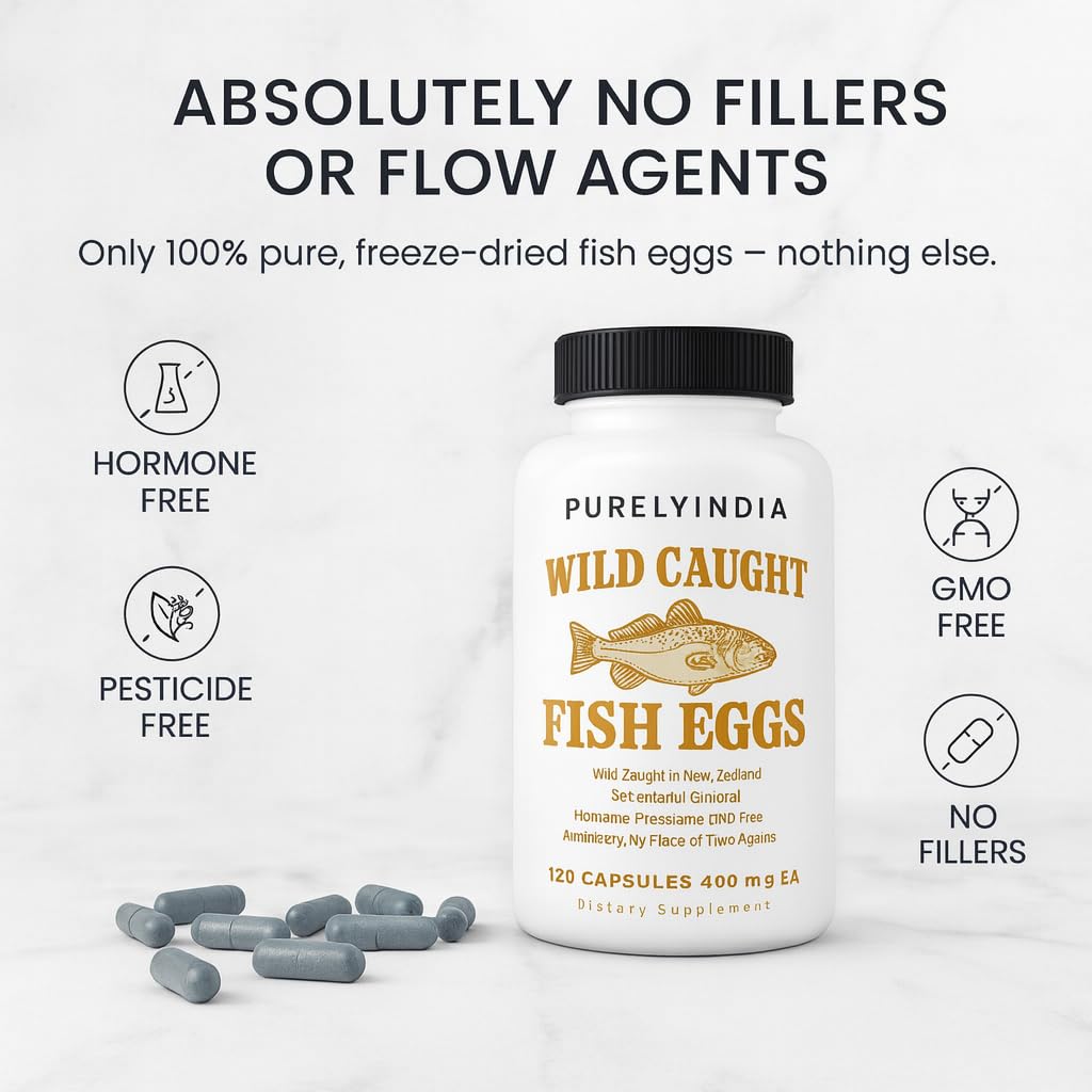 Purelyindia tableau nutrition œufs poisson sauvage, teneur en oméga-3 et valeurs nutritionnelles.