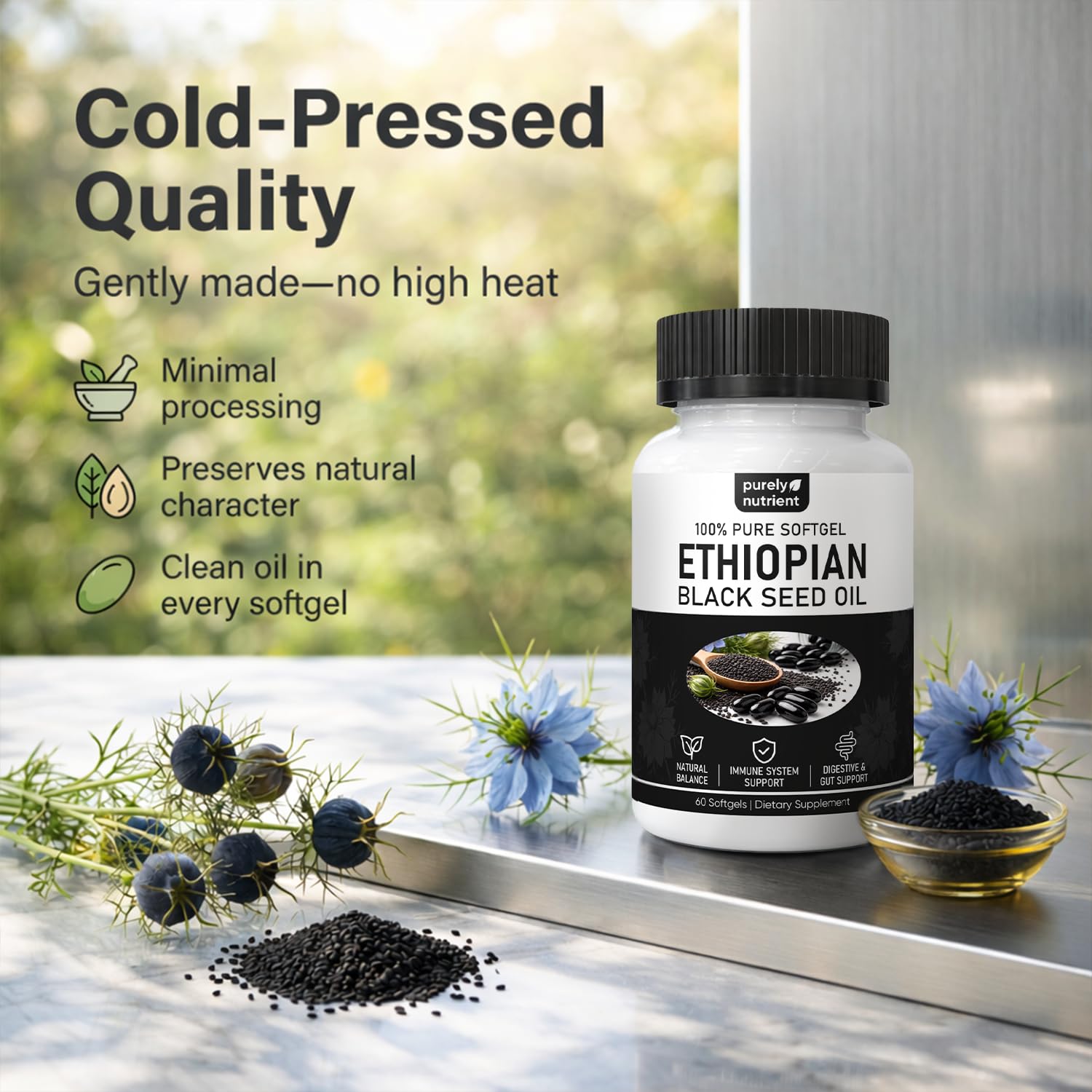 PURELYNUTRIENT usage quotidien, gélules faciles à intégrer dans le planning.