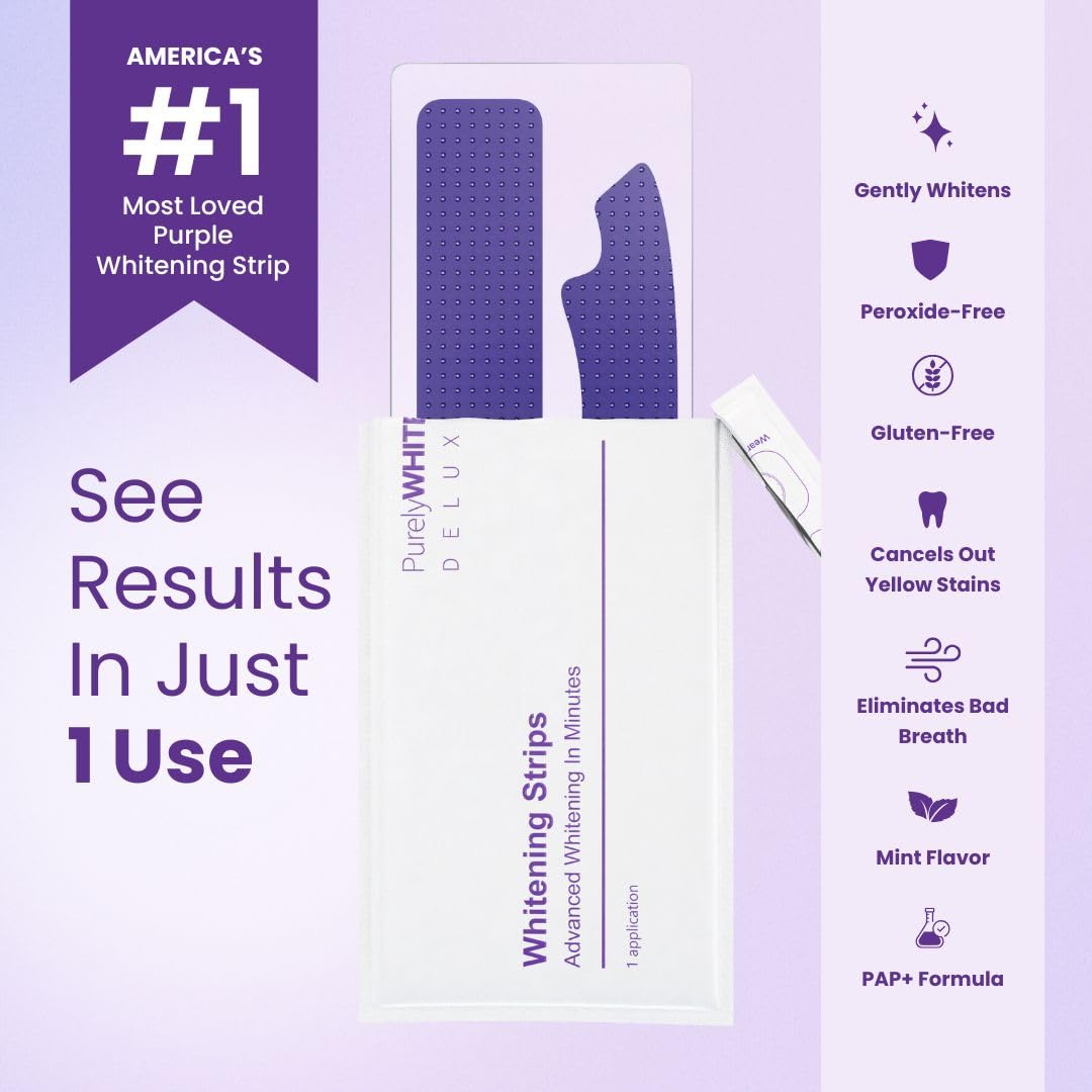 PurelyWHITE DELUXE: vue arrière des lanières violettes montrant leur forme et flexibilité.