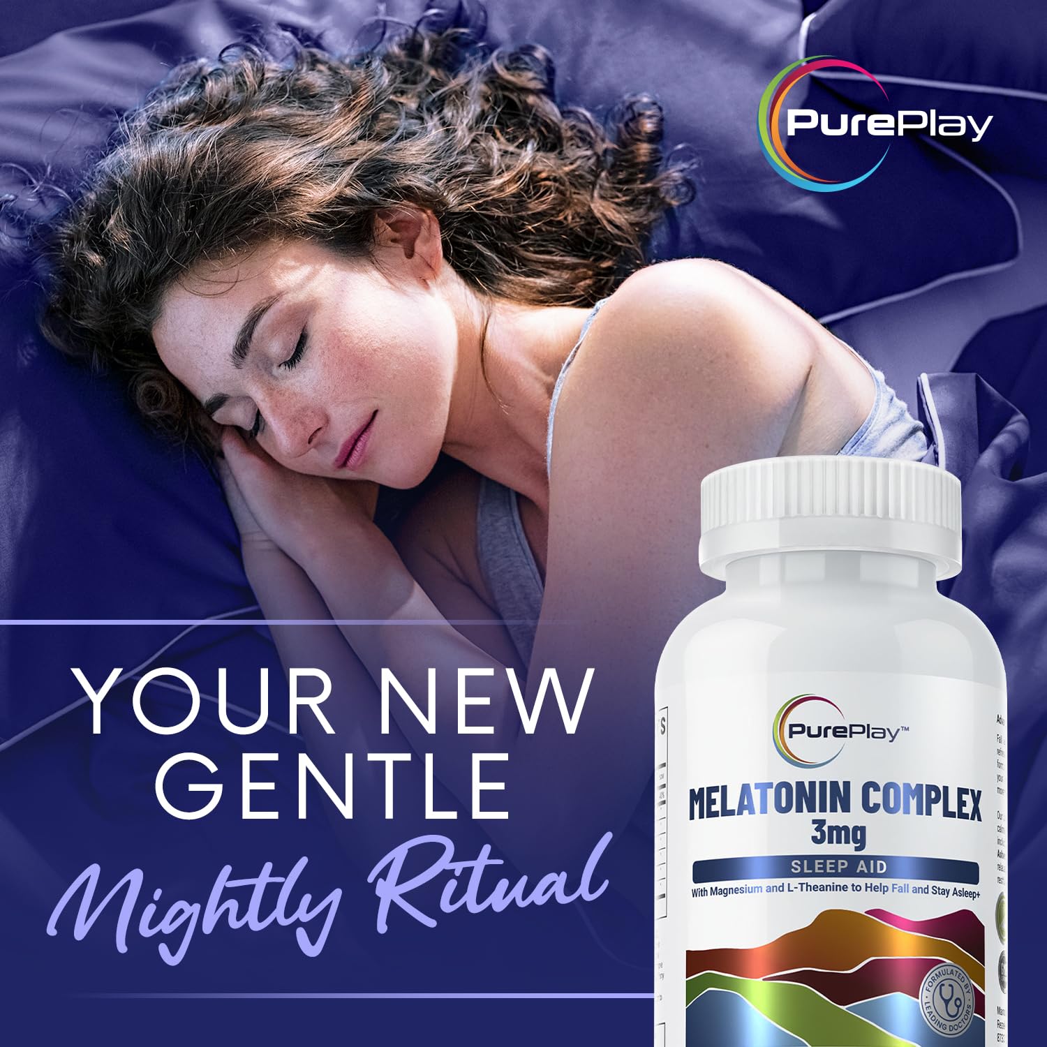 PurePlay Sommeil mélatonine 3 mg, aide au rythme naturel du sommeil.