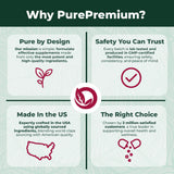 Qualité lab PurePremium Betterave, extrait 50:1, symbole de sécurité et pureté.