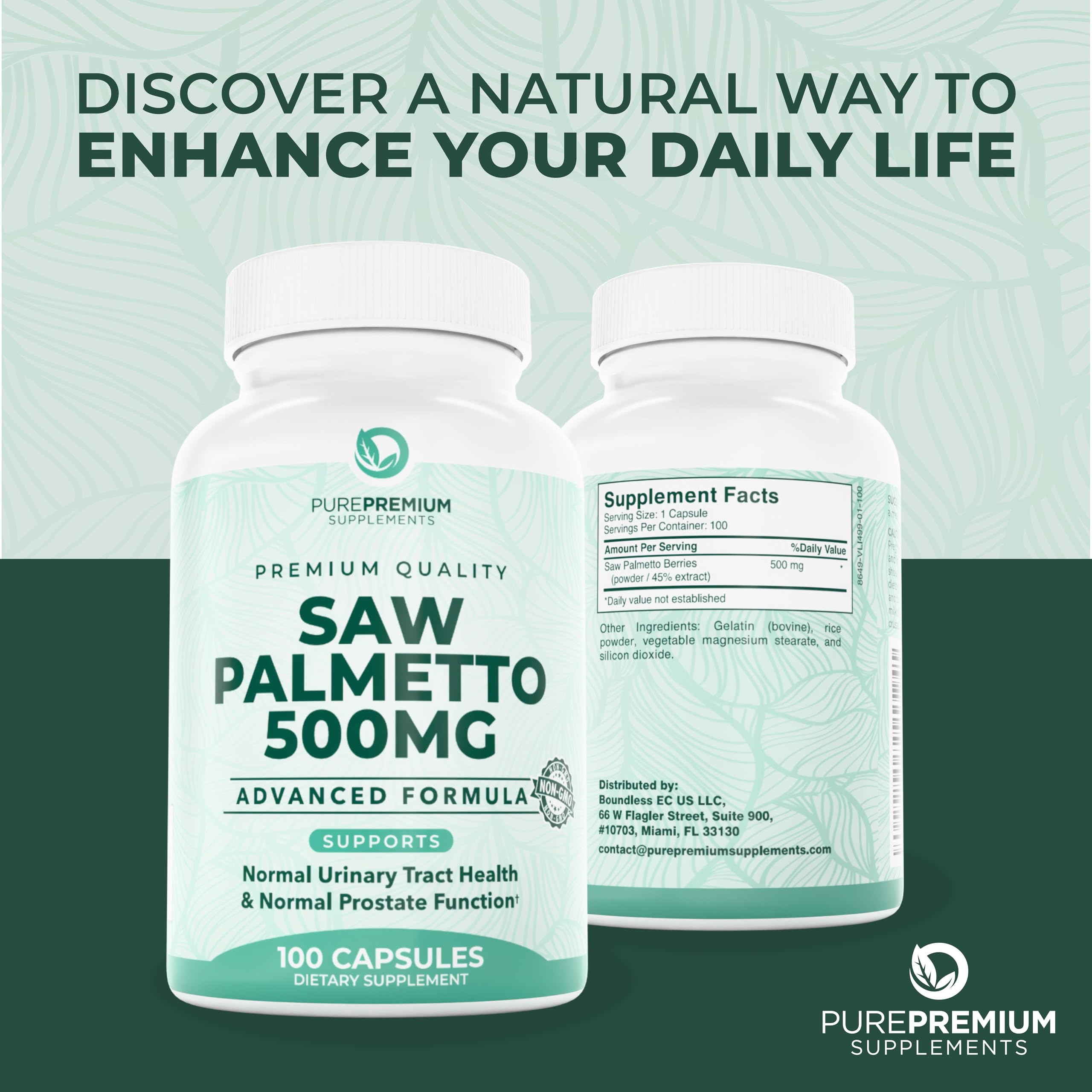 PurePremium Saw Palmetto habitude-quotidienne: usage quotidien pour le bien-être.