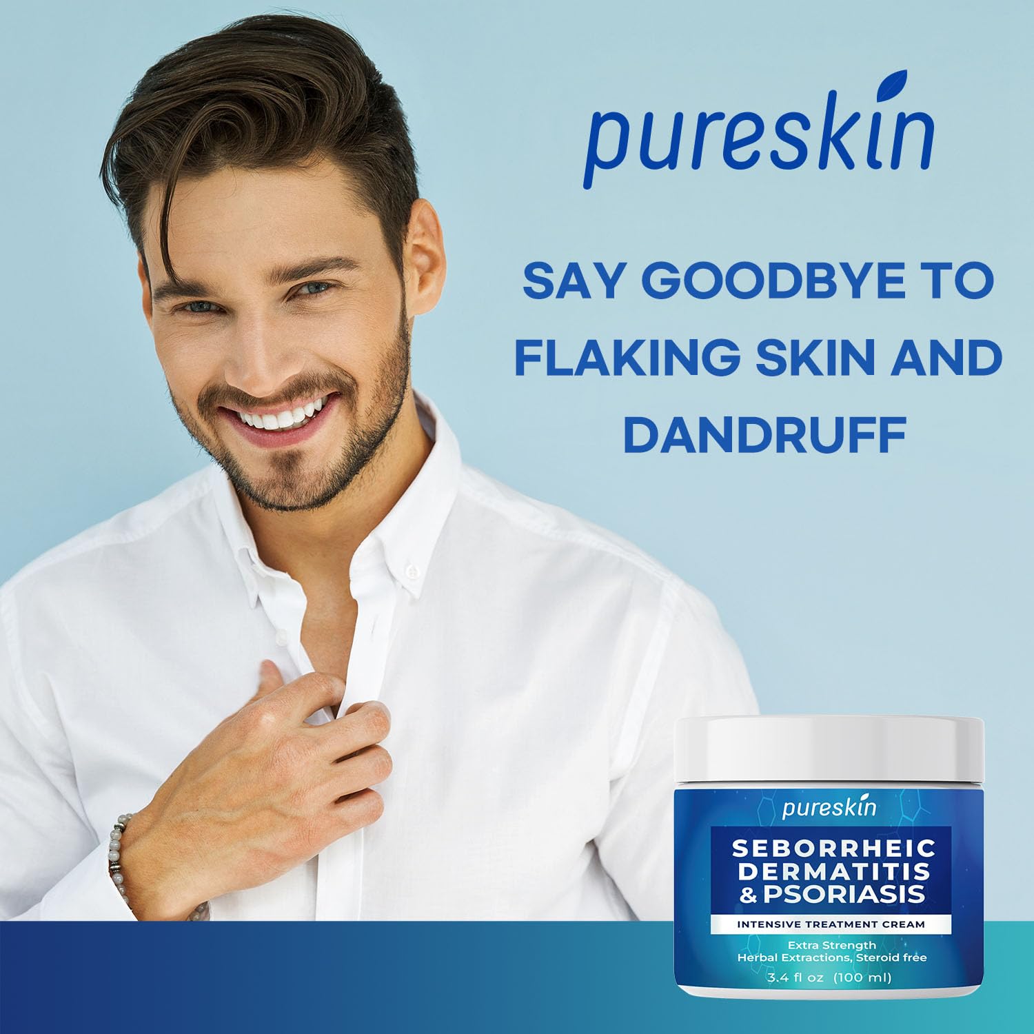 PURESKIN ingrédients herbes naturelles visibles dans la formule apaisante.