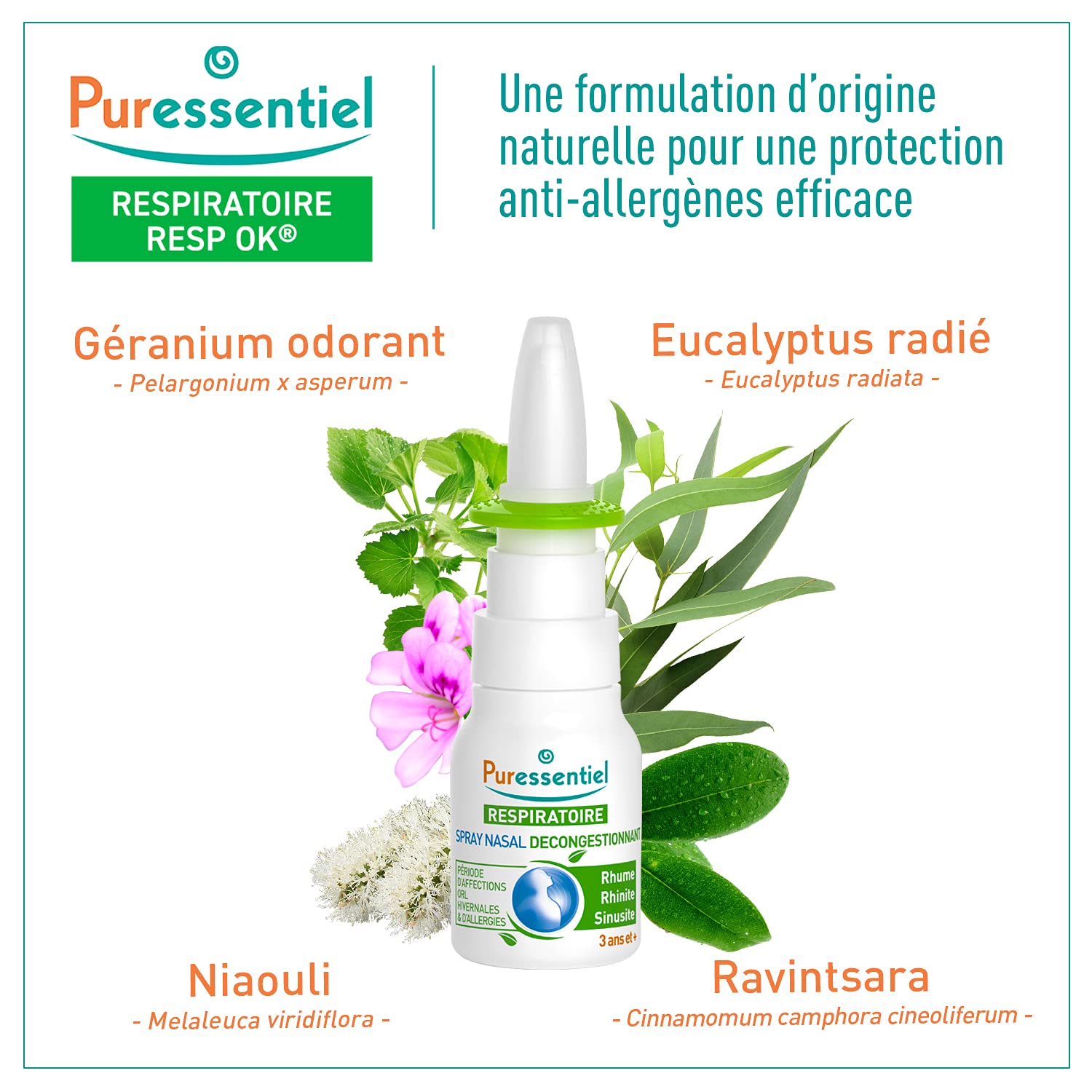 Puressentiel eau de mer hypertonique – solution nasale naturelle pour dégager les voies.
