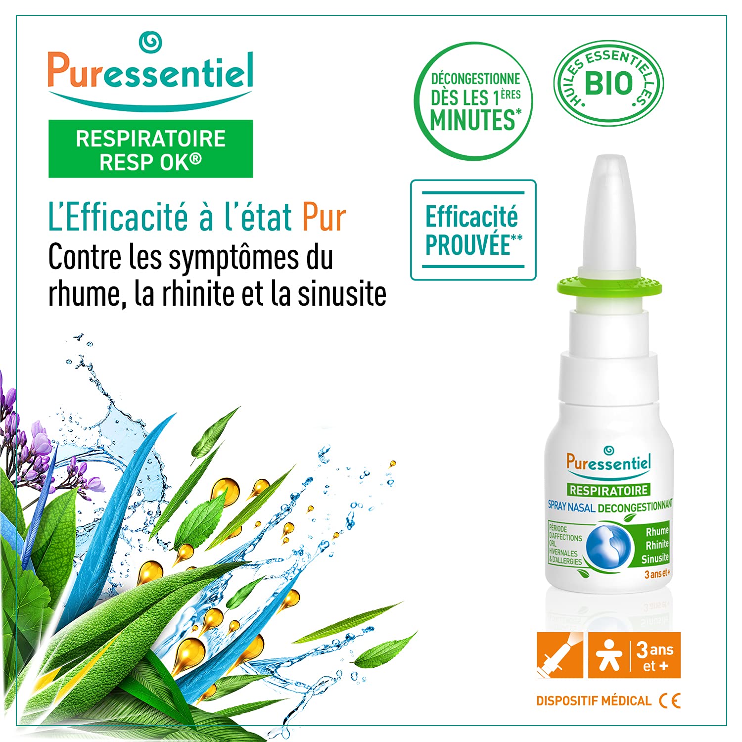 Puressentiel eau florale de romarin biologique – parfum apaisant et hydratation.