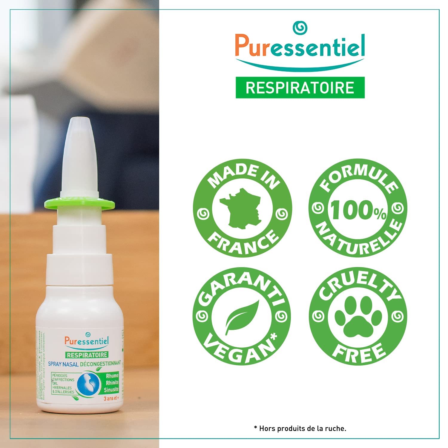 Puressentiel formule naturelle – sans produits chimiques agressifs pour le nez.