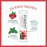 Purest Electrolyte fruits lyophilisés biologiques cranberry menthe, saveur naturelle et hydratation.