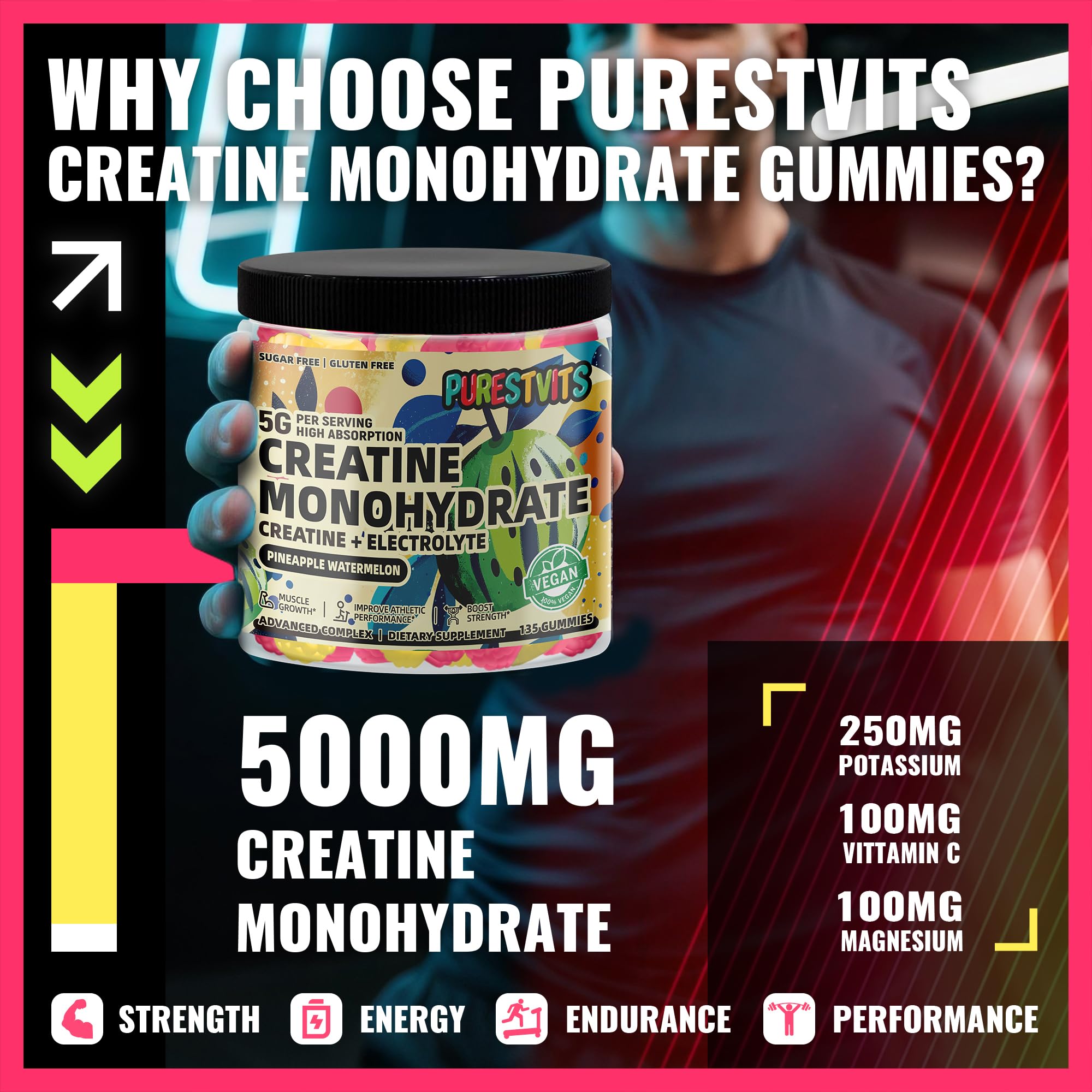 Gommes PURESTVITS près de l'etiquette, faciles à prendre.