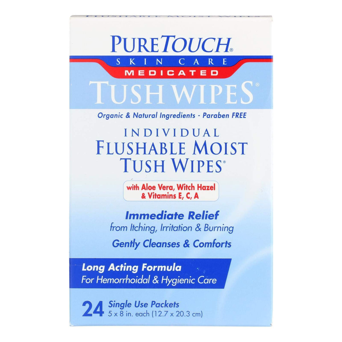 Pure Touch Soin de la Peau, lingettes humides jetables, emballage individuel pratique.