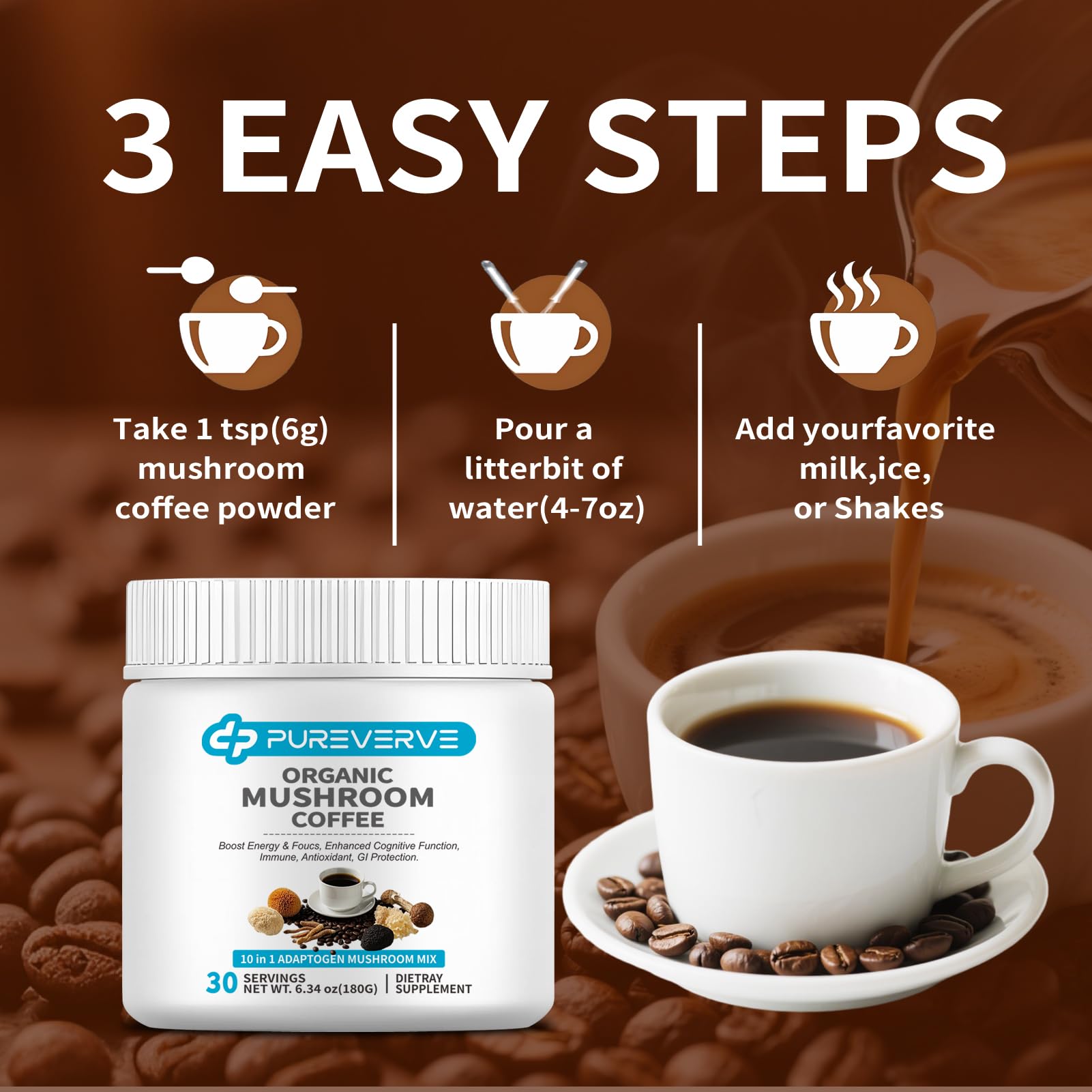 Pureverve café Arabica haut‑altitude, torréfaction lente et saveur veloutée