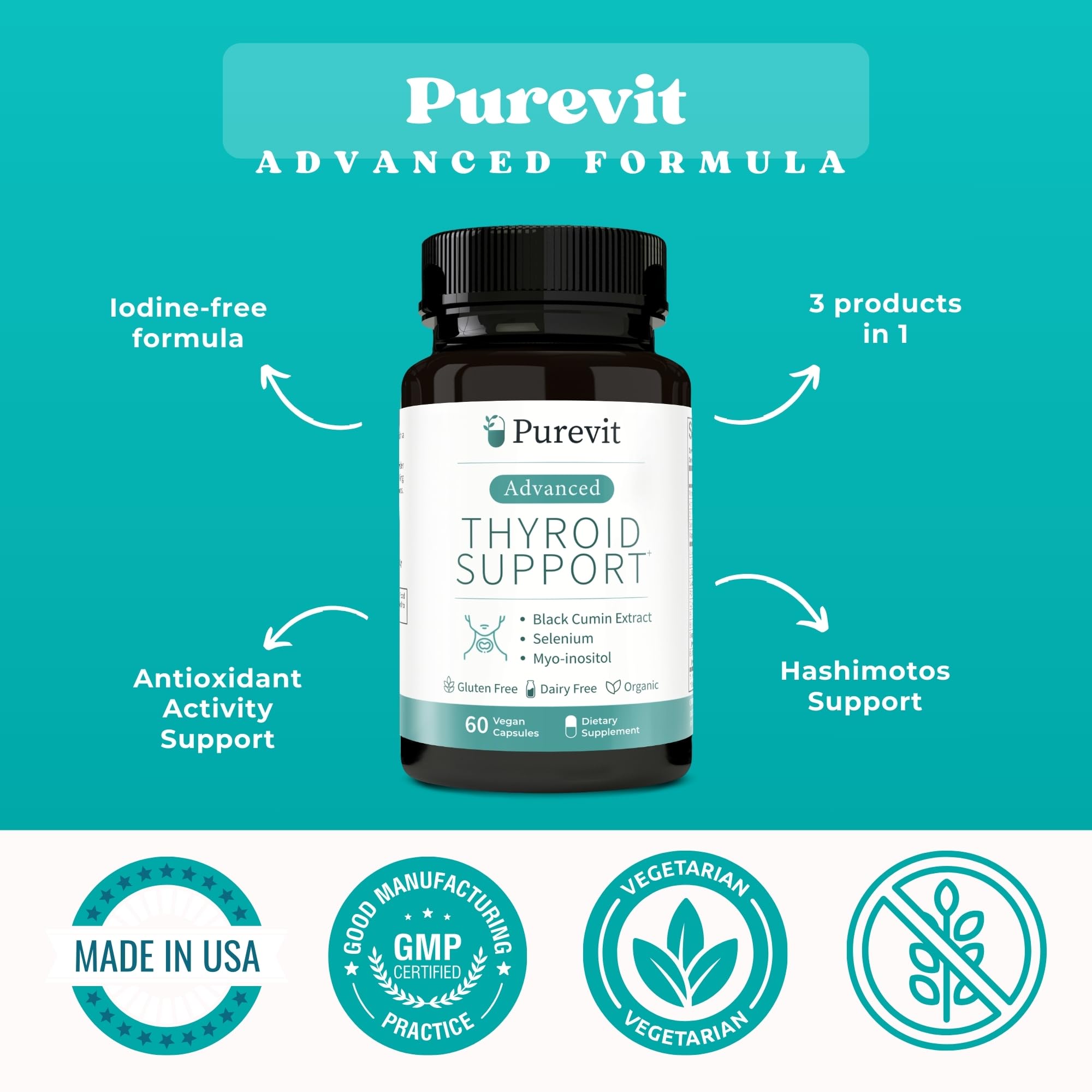 Purevit Thyroid Support – extrait de nigelle pour l’équilibre immunitaire et thyroïdien.