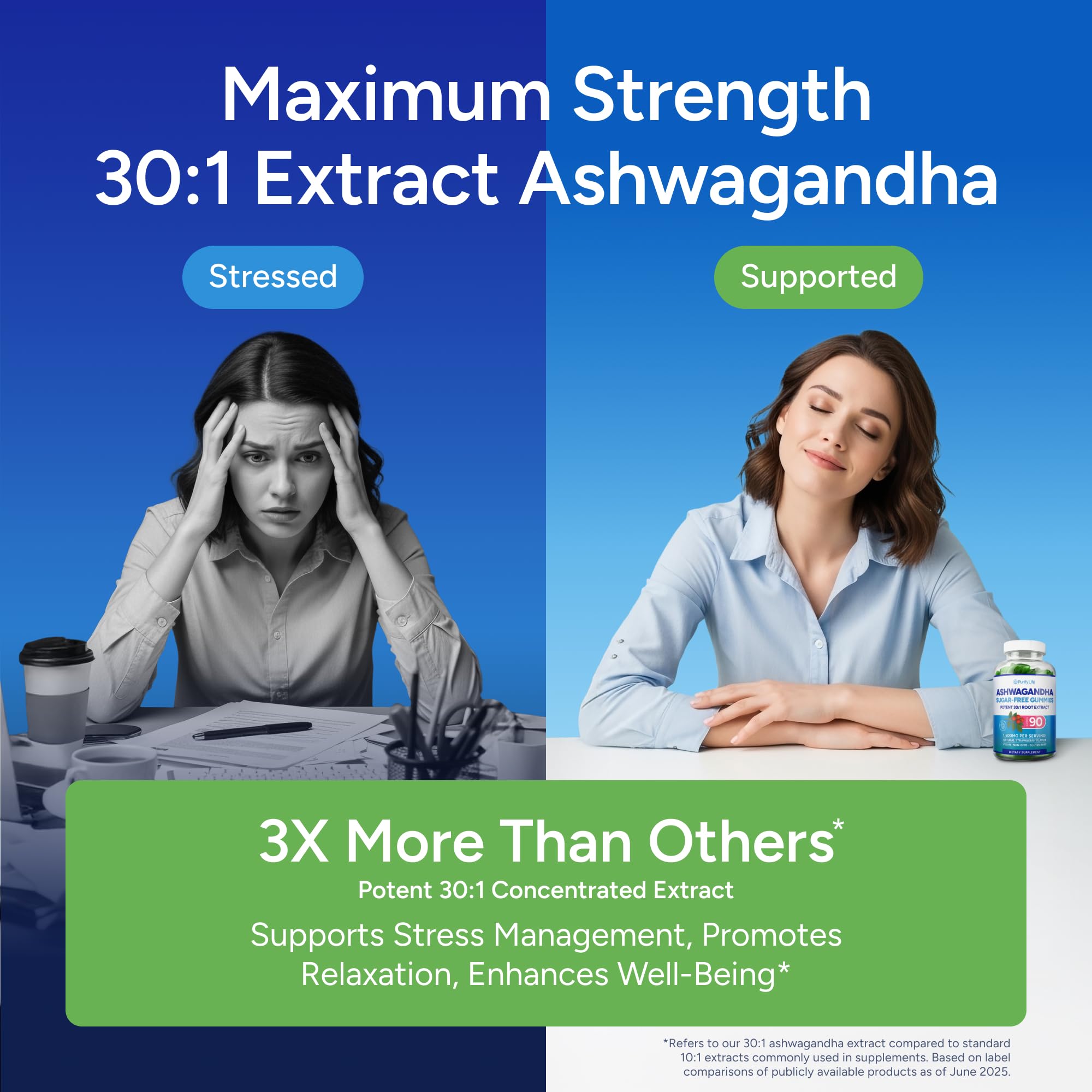 Gommes Purify Life Ashwagandha sommeil et relaxation pour une nuit paisible