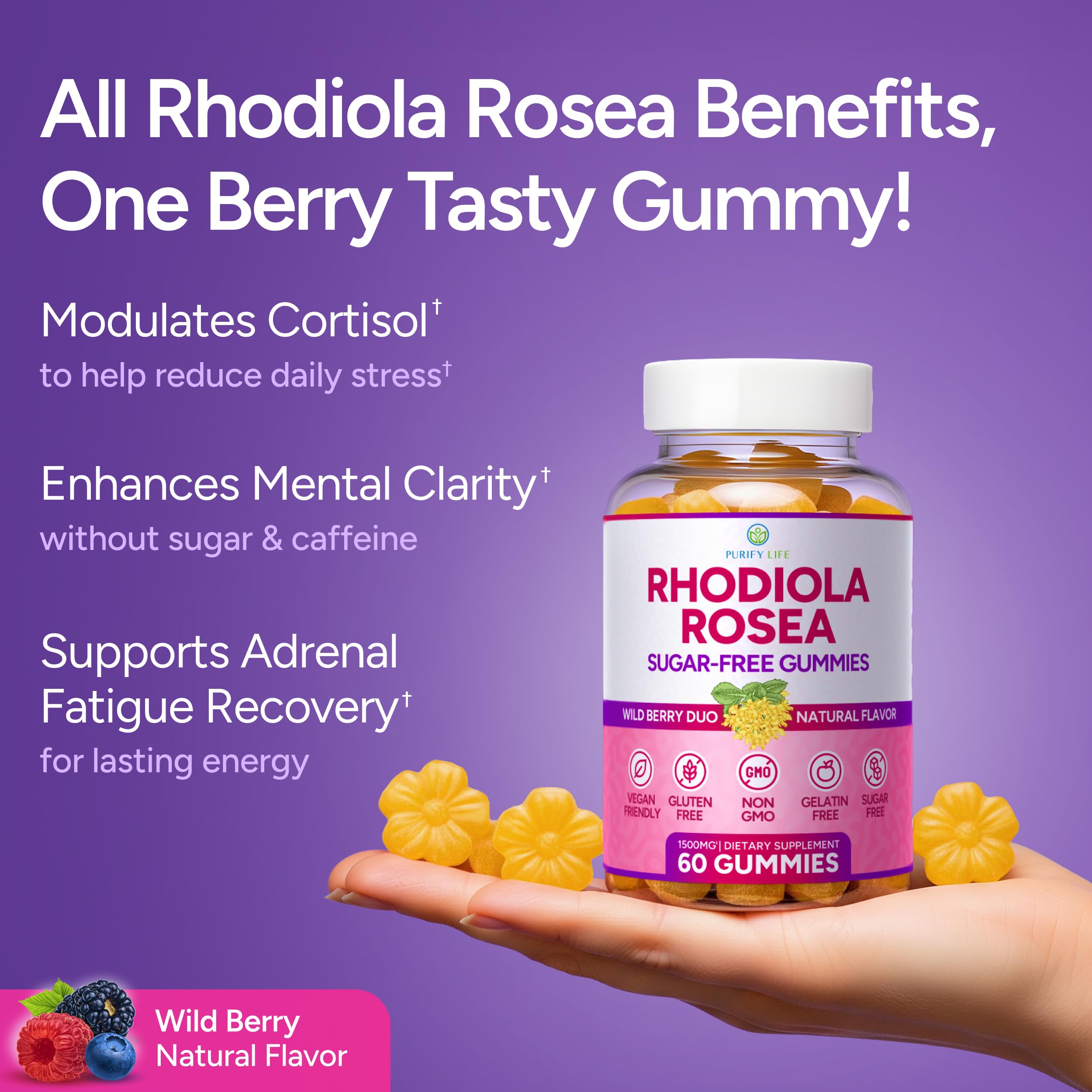 Purify Life Rhodiola Racines - racines: héritage traditionnel soutenant endurance et vitalité.