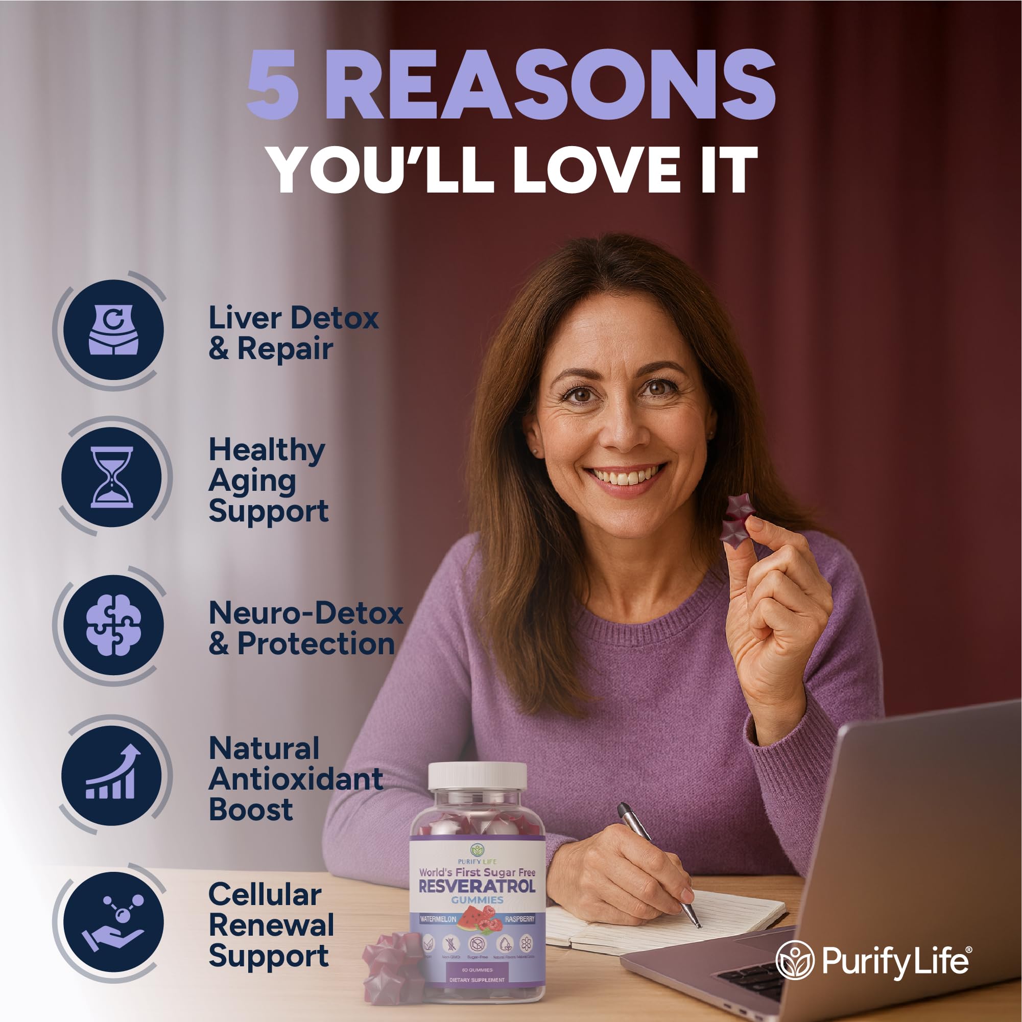 Purify Life gommes résveratrol véganes, alternative facile aux capsules