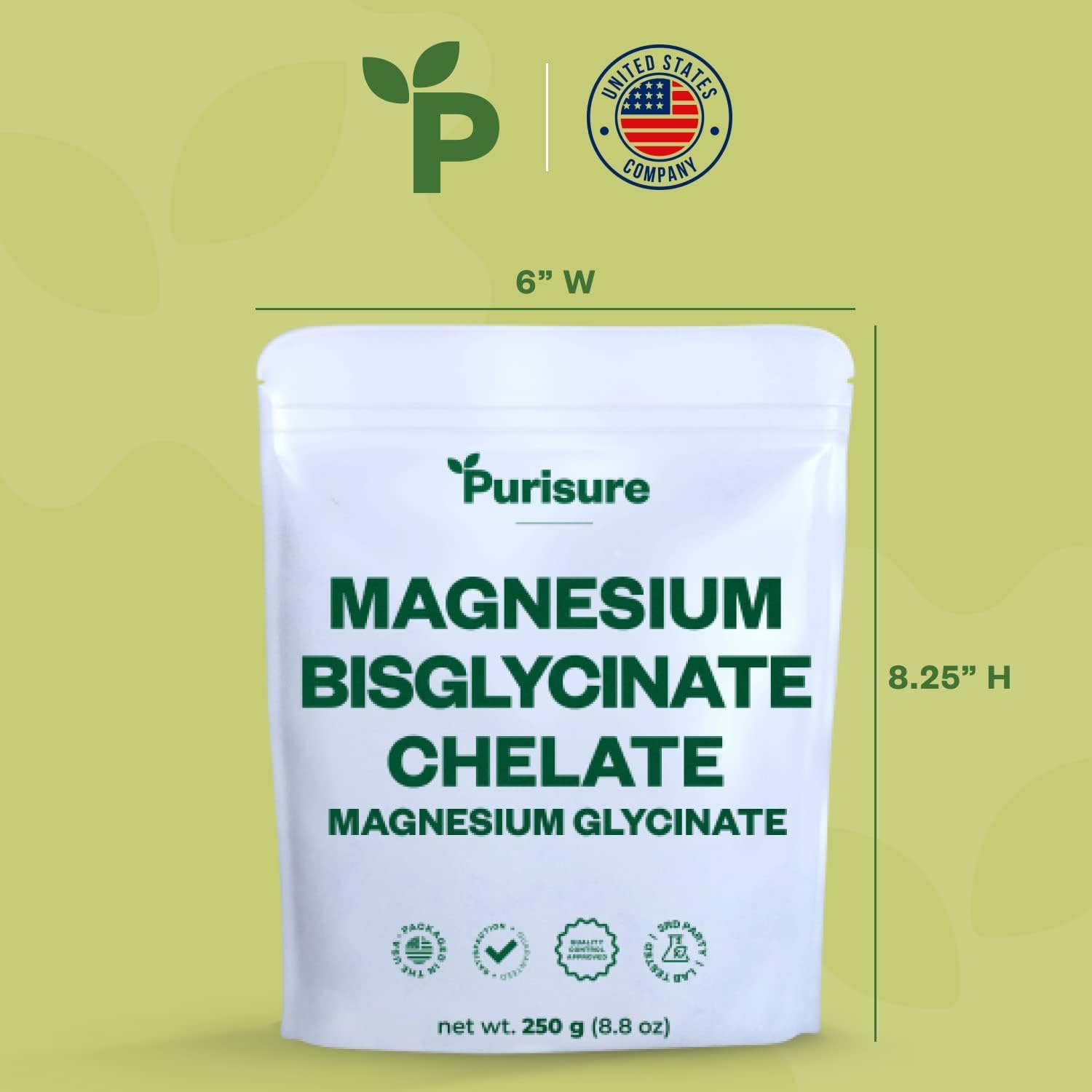 Purisure Magnésium Bisglycinate, flacon pratique pour un apport journalier sans additifs.