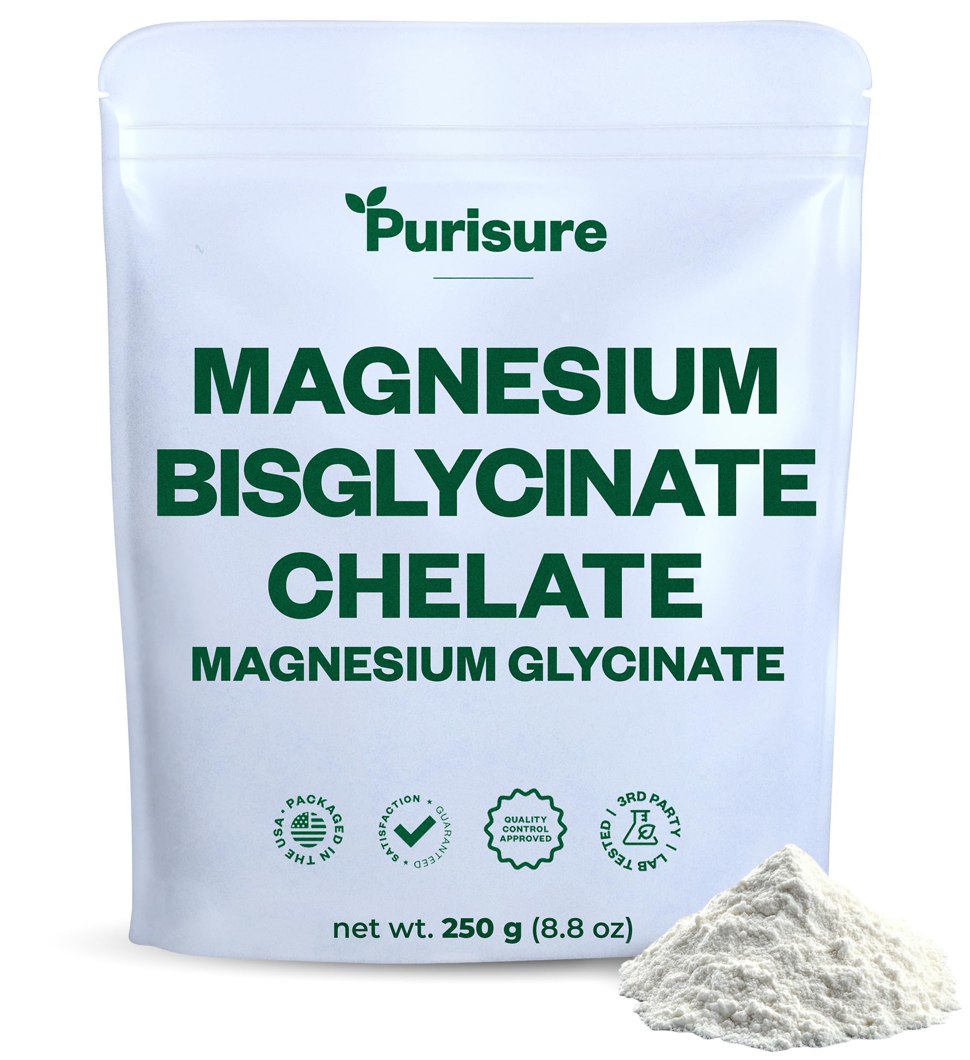 Purisure Magnésium Bisglycinate en poudre prête à être mélangée, pour soutenir l'énergie.