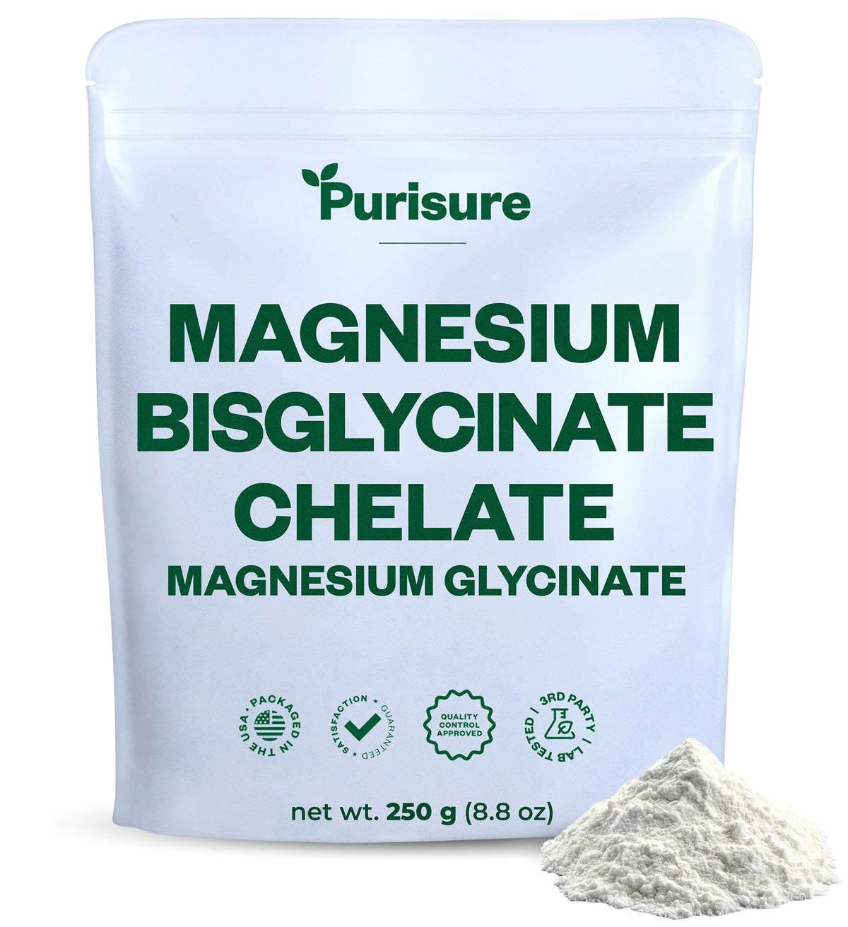Purisure Magnésium Bisglycinate en poudre prête à être mélangée, pour soutenir l'énergie.