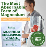 Purisure Magnésium Bisglycinate en verre, utile après l'entraînement pour soutenir la récupération.