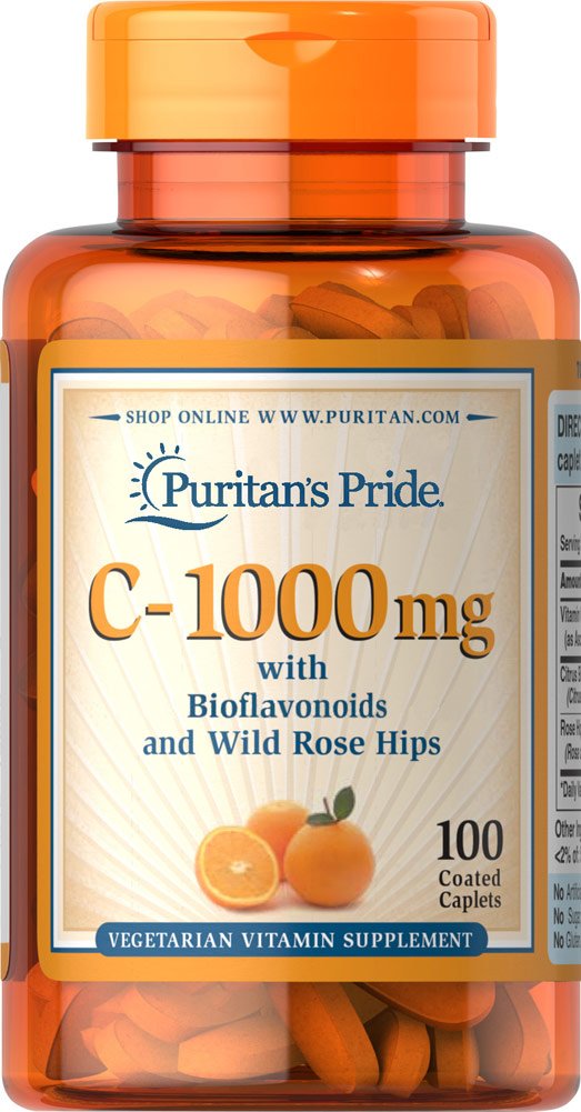 Puritan's Pride 1000 mg comprimés dans une bouteille, soutien quotidien possible.