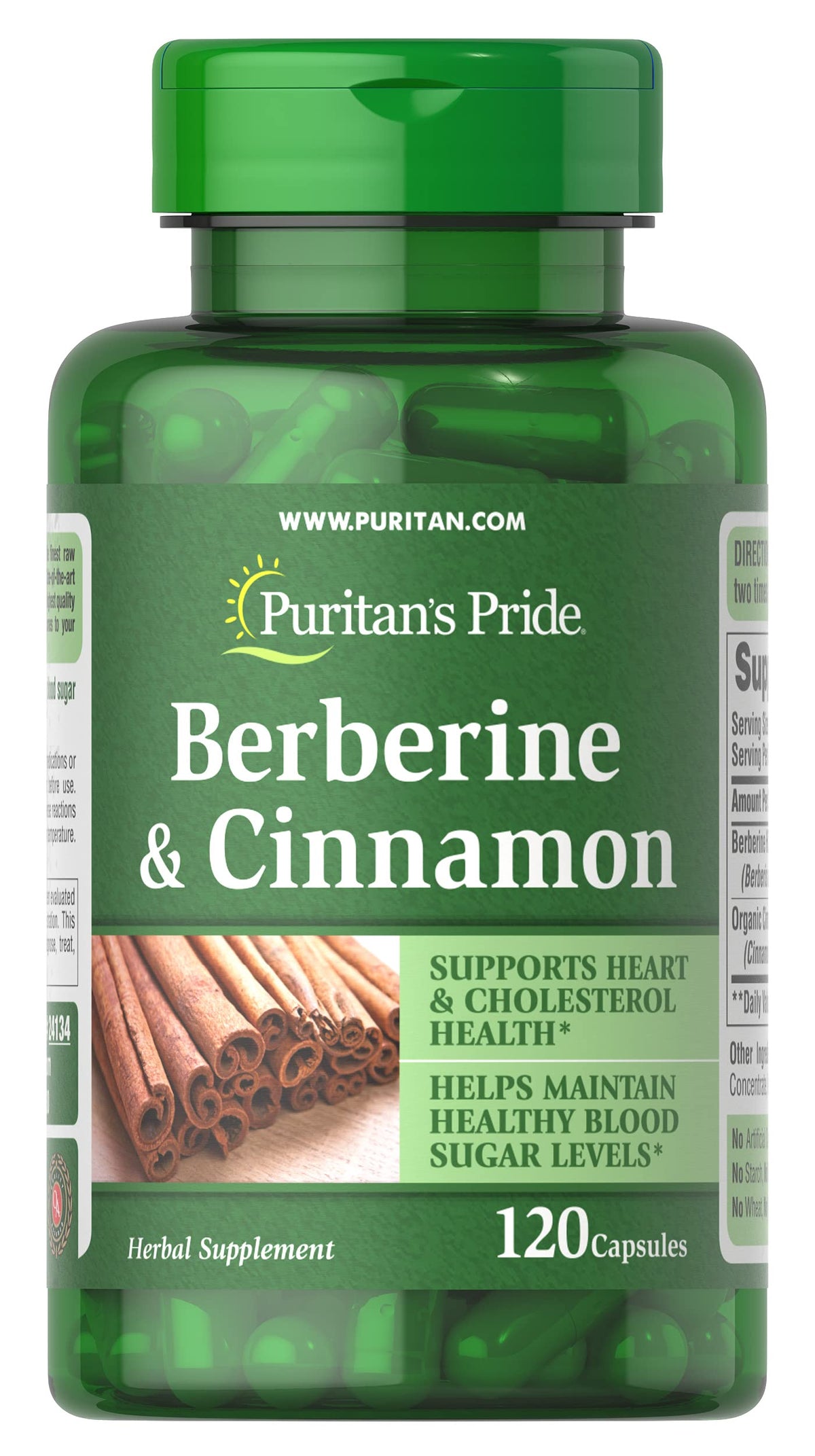 Puritan's Pride Berberine Cinnamon – la bouteille prête pour la routine quotidienne avec des gélules faciles à prendre